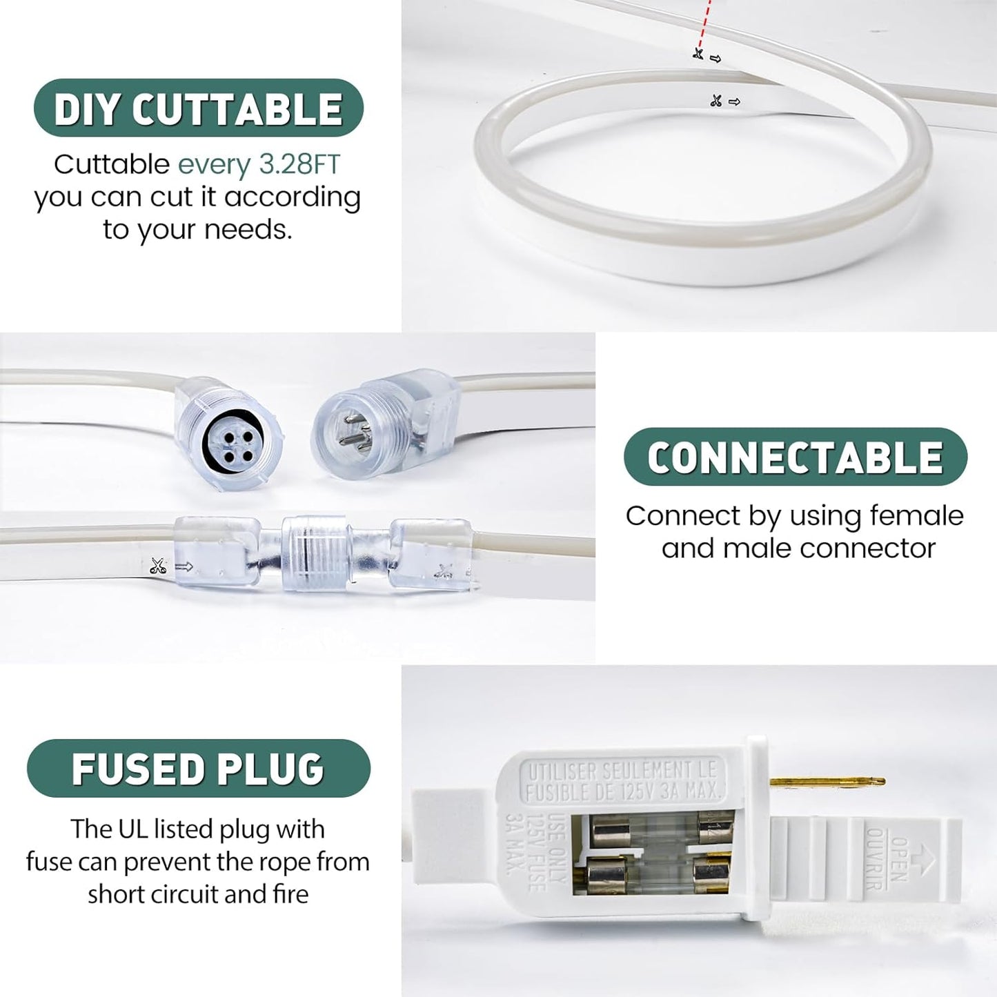 GZBtech RGB LED Neon Rope Lights 16.4FT/5M, AC 110-120V Waterproof Color Changing LED Rope with Remote Controller, Dimmable Multi Color Neon Rope Lighting for Indoor Outdoor Commercial Use