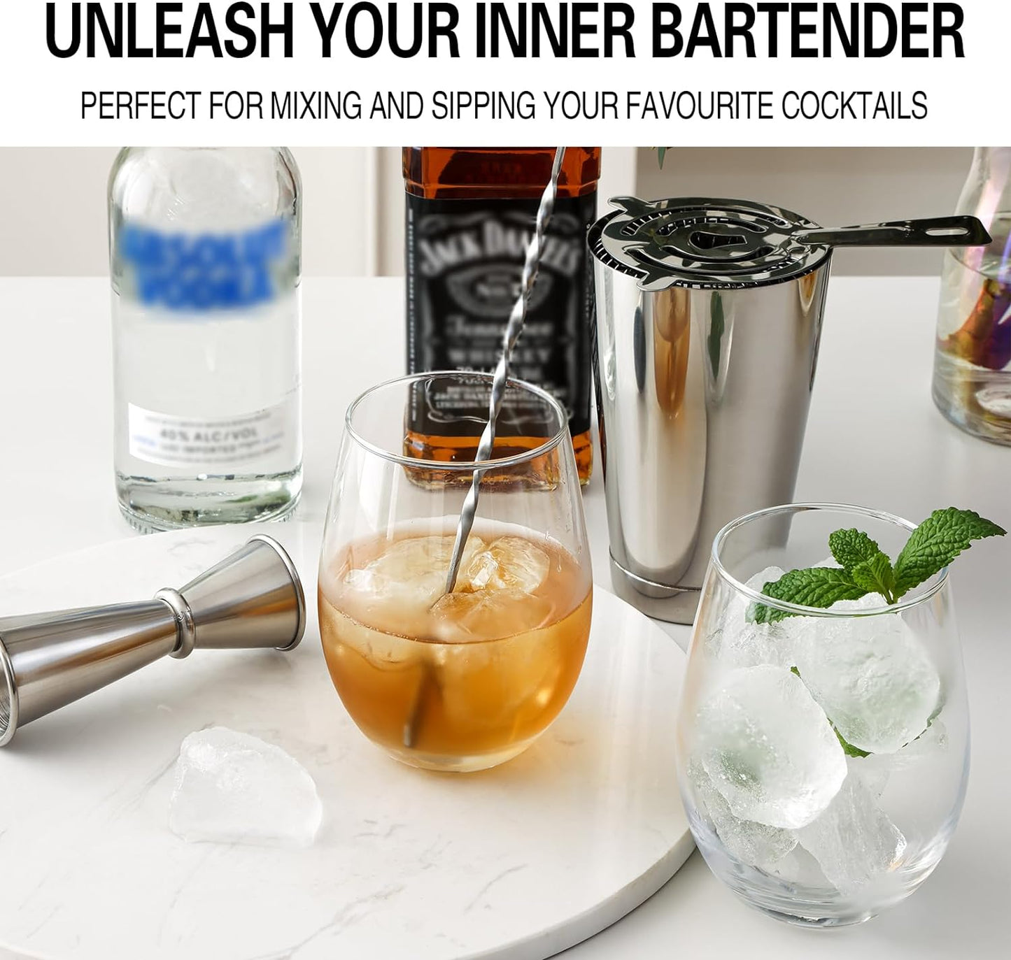 Stemless Wine Glasses Set of 8, 18 Ounces Red & White Wine Glasses for Party, Lead-free, Ideal Wine Accessories Gift (Clear)