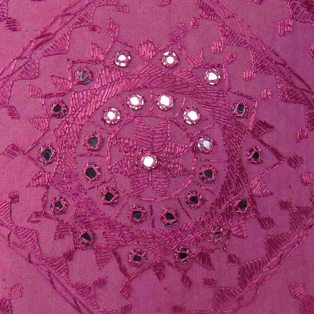 Eyes of India Embroidered Decorative Boho Throw Pillow Cover with Mirrors, Handmade Bohemian Accent Cushion Case for Sofa Couch Bedroom Living Room (Burgundy, 24" x 24")