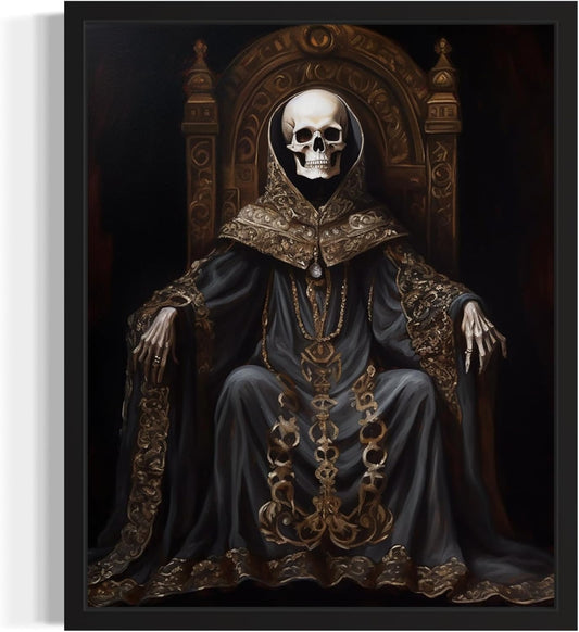 Skull King Poster Art Print, Halloween Scary Vintage Wall Art Academia Spooky Painting Decoration for Horror Prints, Gothic Posters Bedroom Decor 89 (Skull King 1, 8 x 10 inches, Unframed)
