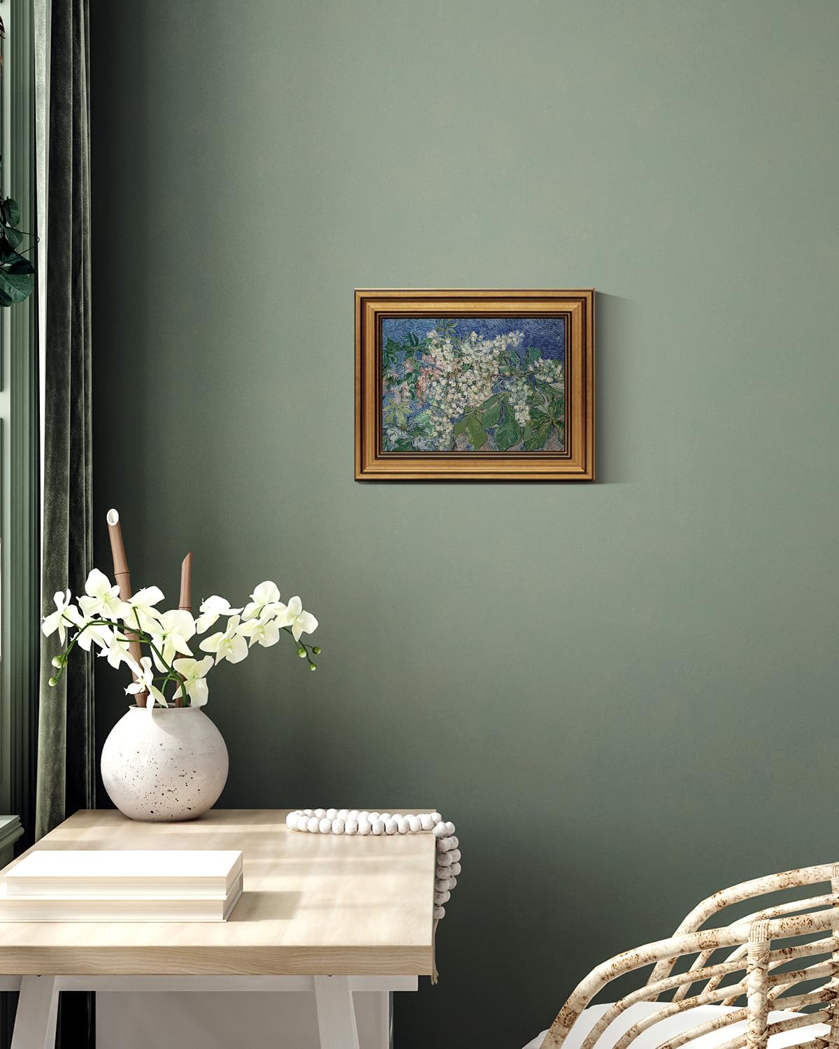 HUARCEY Gold Framed Vintage Wall Art for Living Room, Flowers Painting Canvas Prints Shelf Decor for Kitchen, Van Gogh Bedroom Wall Art, Christmas Gifts for Friends or Family ( Chestnut Branches 8"x10" )