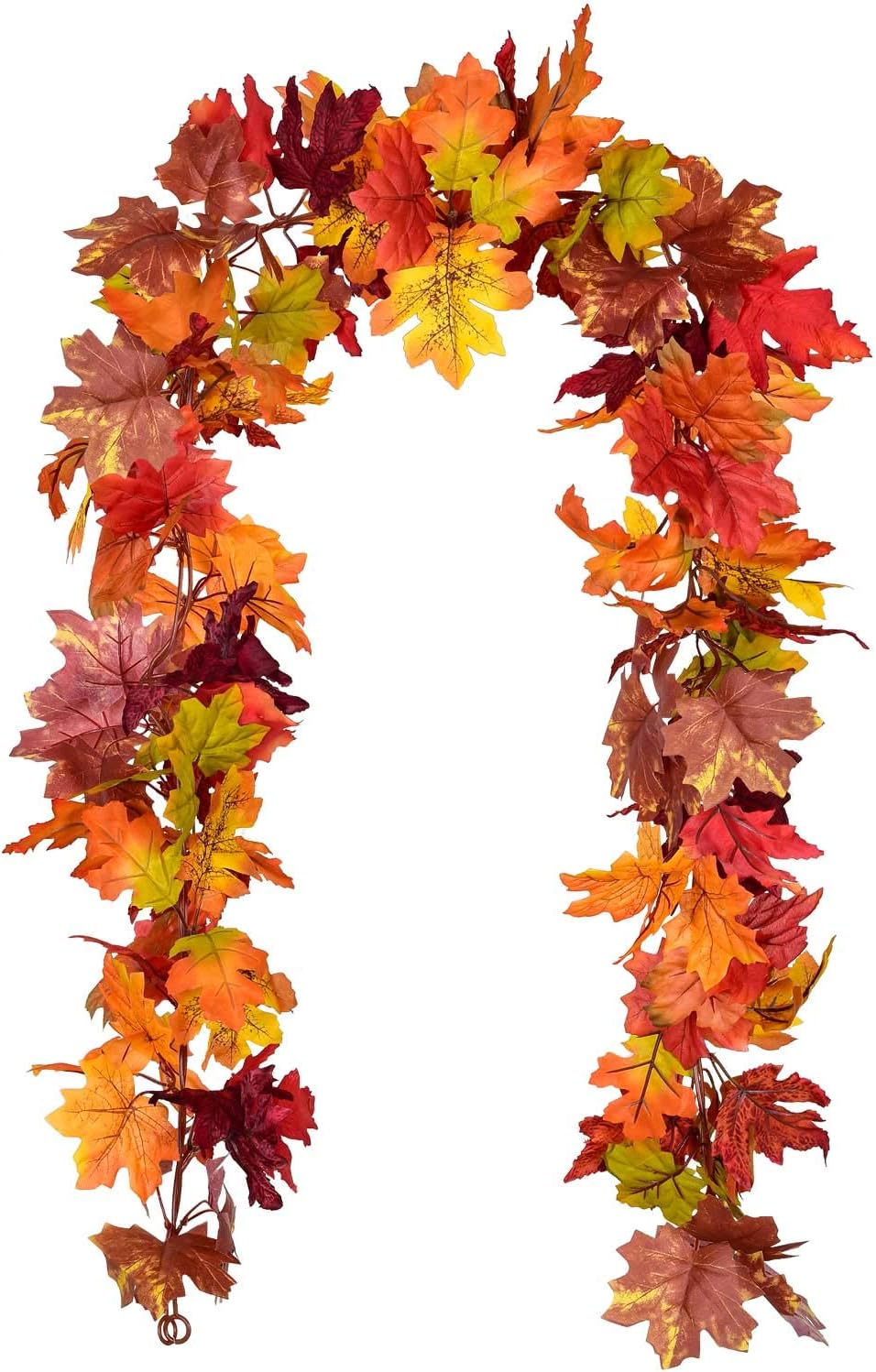 Lvydec 2 Pack Fall Garland Decoration - 5.8ft/Strand Artificial Maple Garland Colorful Leaves Autumn Decor for Home Wedding Party Thankgiving (Mixed Color)