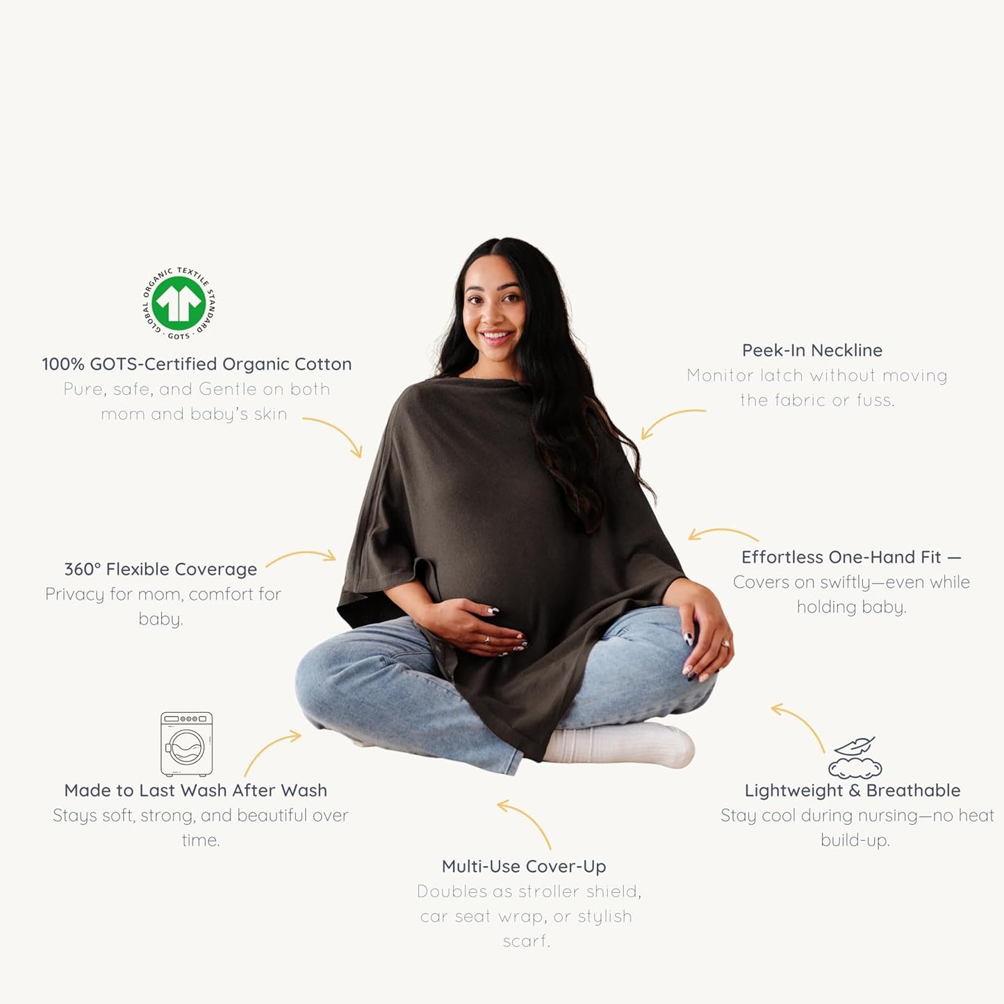 MakeMake Organics Organic Throw Blanket GOTS Certified Organic Cotton Blanket Knit Couch Bed Fall Colors Soft Neutral Cotton Throw Blanket Large (50x60, Charcoal Grey)