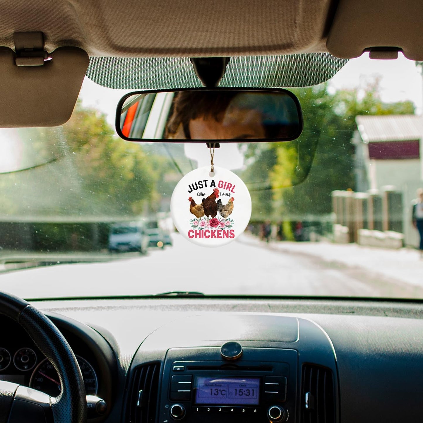 Christmas Chicken Ornaments, Chicken Gifts for Girls Chicken Lovers Women, Chicken Mom Lady Gifts, Just a Girl Who Loves Chickens Ceramic Christmas Xmas Ornament Keepsake Decorations