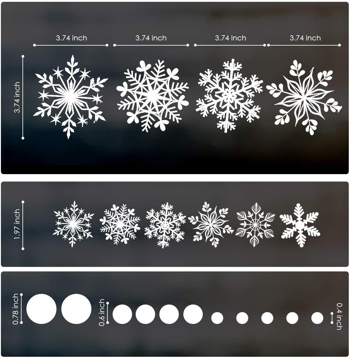 DC-BEAUTIFUL 318 Pcs Christmas Snowflakes Clings Decoration Set, White Christmas Theme Window Stickers, Winter Snow Flakes Clings Party Decal (12 Sheets)