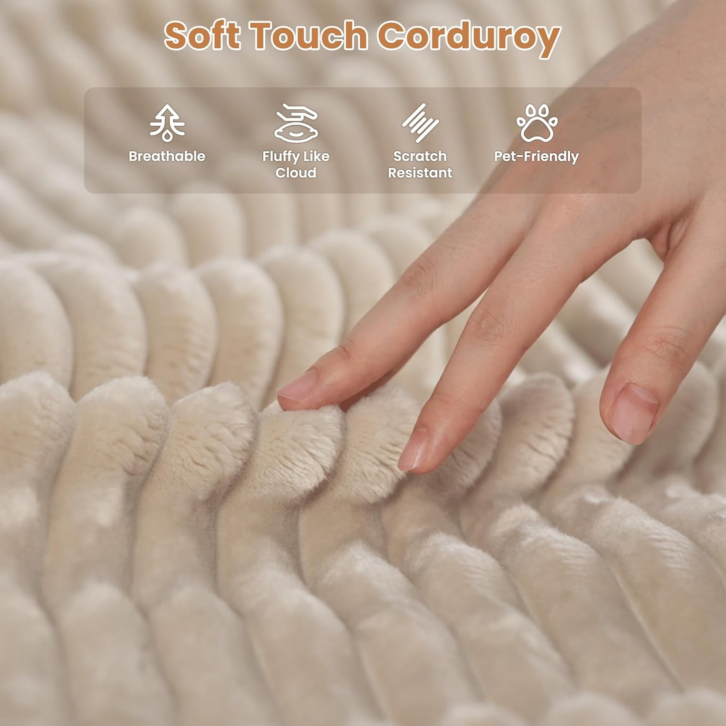 ovios Sectional Sofa Couch with U-Shape Chaise Oversized, Comfy Modular Cloud Couches with Deep Seat, Modern Upholstered Plush Corduroy Sofas Set for Living Room, 8-Seater, Beige