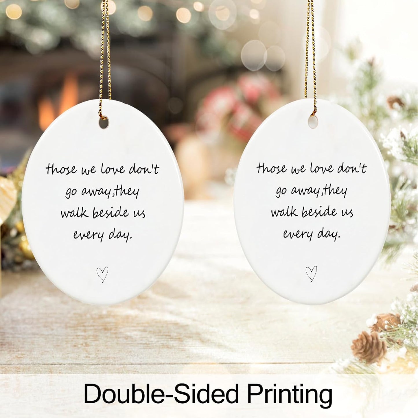 Those We Love Don't Go Away, Memorial Ornaments for Loss of Loved One, Sympathy Gift, Memorial Gifts, Ceramic Keepsake in Loving Memory Ornaments with Ribbon and Gift Box