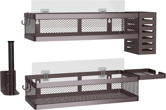 PUSDON Metal Wall Hanging Basket 2 Packs DIY Suitable for Multiple Scenes - Middle Bronze Netting Set