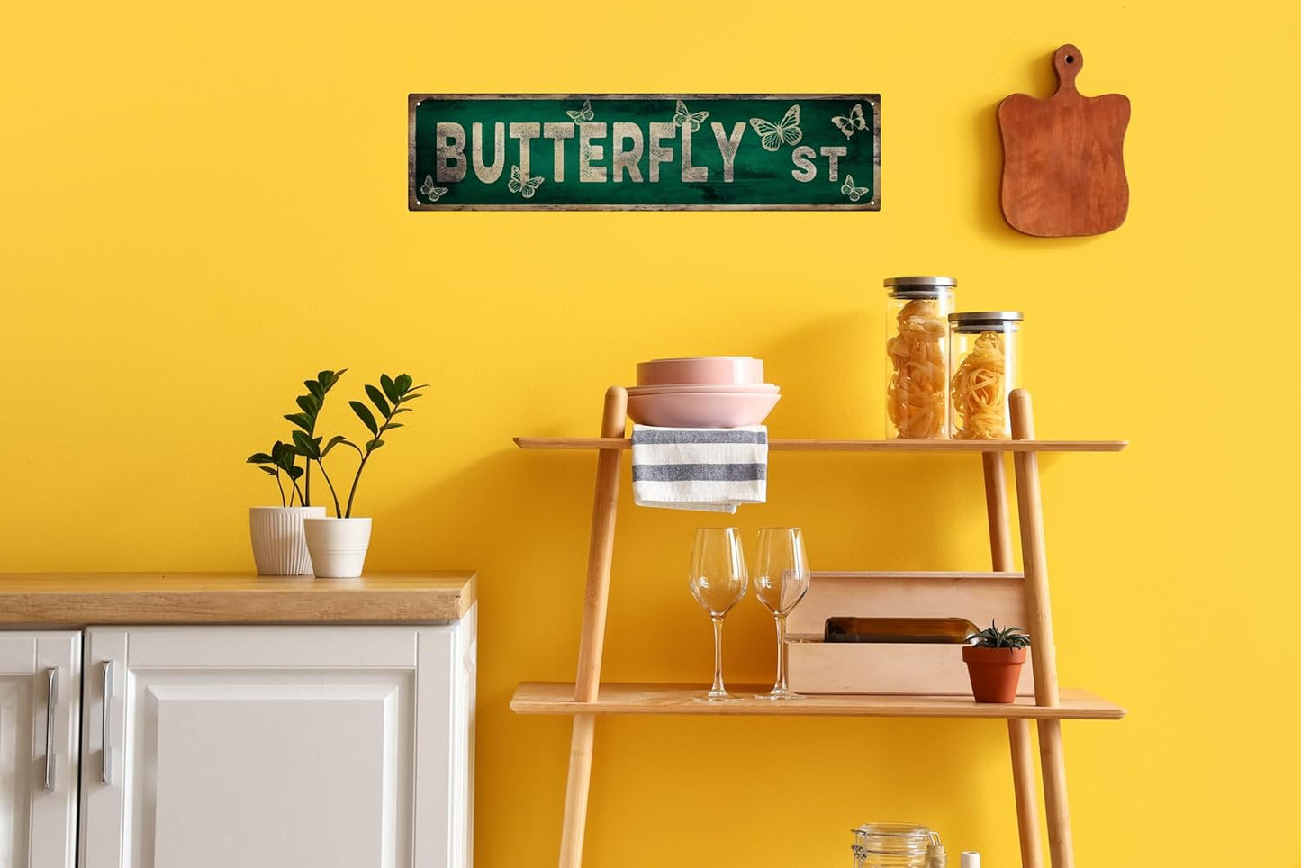 Vintage Tin Sign Retro Metal Butterfly Street Signs Stylish Wall Art Plaques for Home Decor Bathroom Kitchen House and Gothic Wall Decor or as a Unique Poster 16x4 in