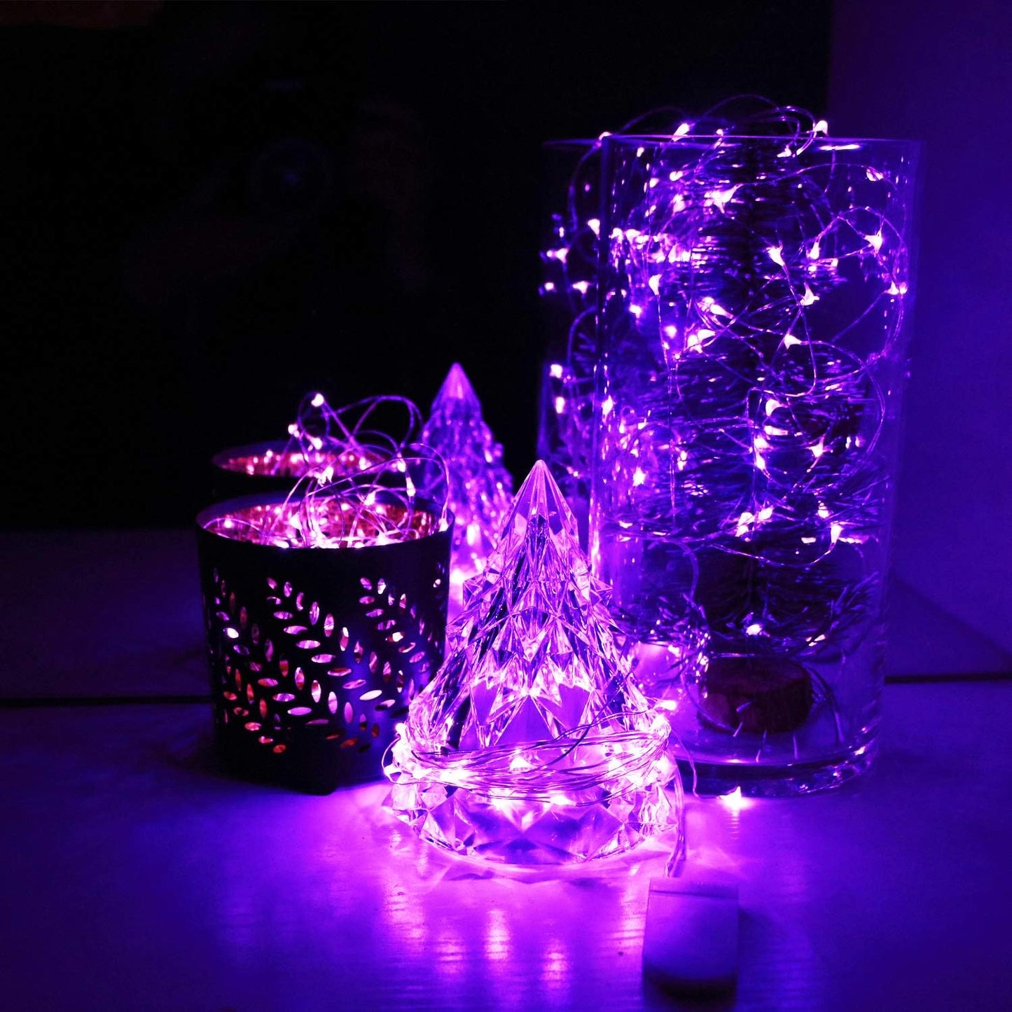 6 Pack 7Feet Starry String Lights,Fairy String Lights 20 Micro Starry Leds On Silvery Copper Wire 2pcs CR2032 Batteries Included,Works for Wedding Centerpiece,Party,Christmas Table Decor (Purple)