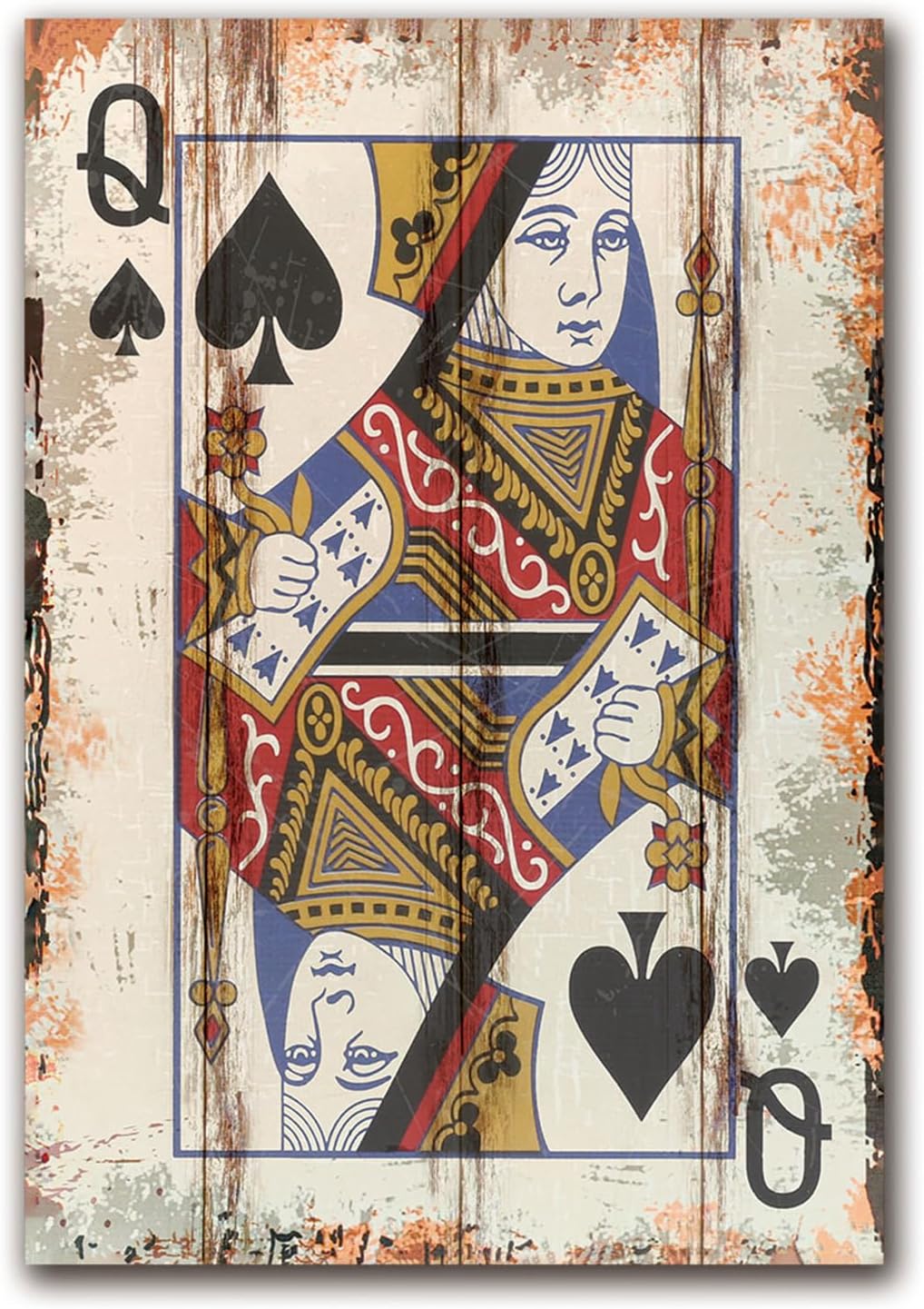Poker Canvas Wall Art Print Queen of Spades Game Room Wall Art Print Wall Decor Prints Poster With Framed