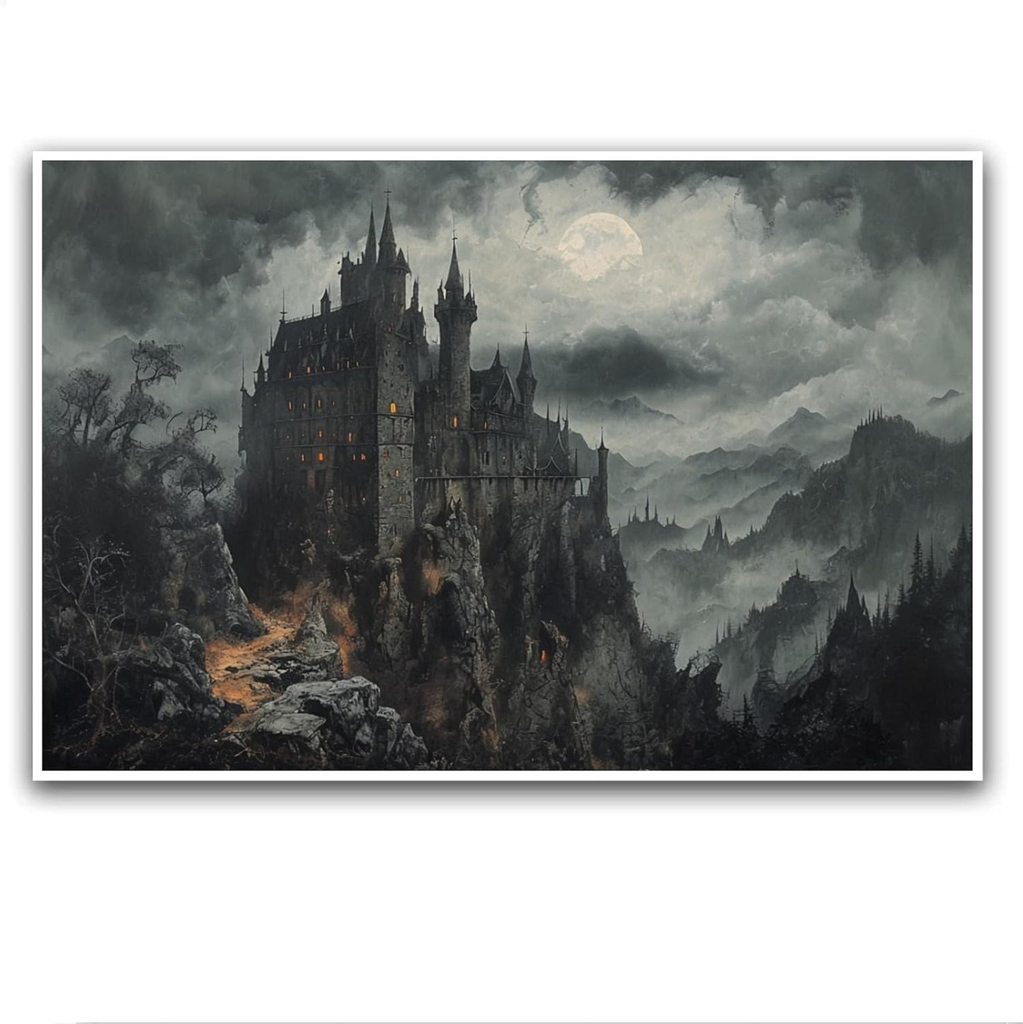 JFHCQJPK Vintage Castle Poster Dark Academy Victorian Gothic Castle Wall Art Poster Moody Mystical Art Print Suitable for Home Living Room Bedroom8x12in Frameless