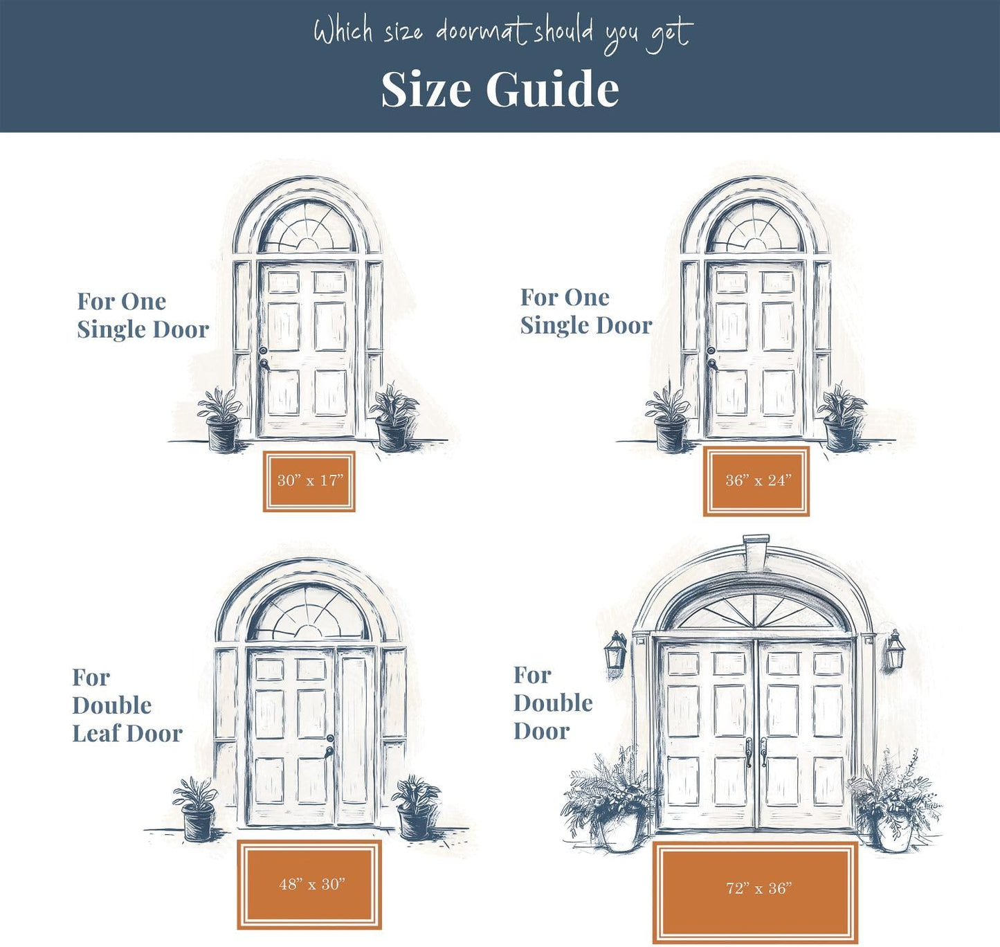 Barnyard Designs Natural Coco Coir Heavy Duty Backing Doormat - Large Cute Non-Slip Front Door Welcome Mat for Outside Entrance or Porch Entry, Brown (30x48, Plain Brown)