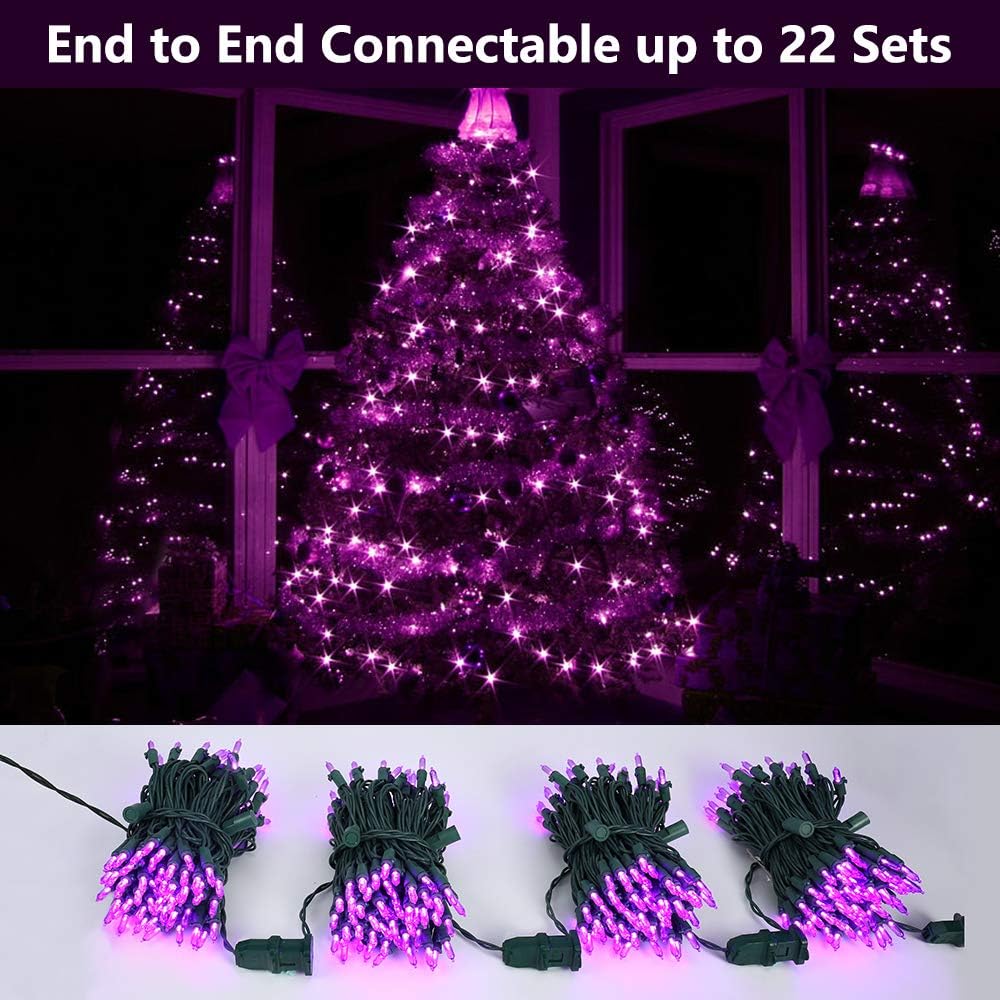 Brizled Purple Christmas Lights, 2 Pack 33ft 100 LED Christmas String Lights, 120V UL Certified Purple Halloween Light Connectable Mini Xmas Tree Light Outdoor for Halloween Xmas Party Wedding Holiday