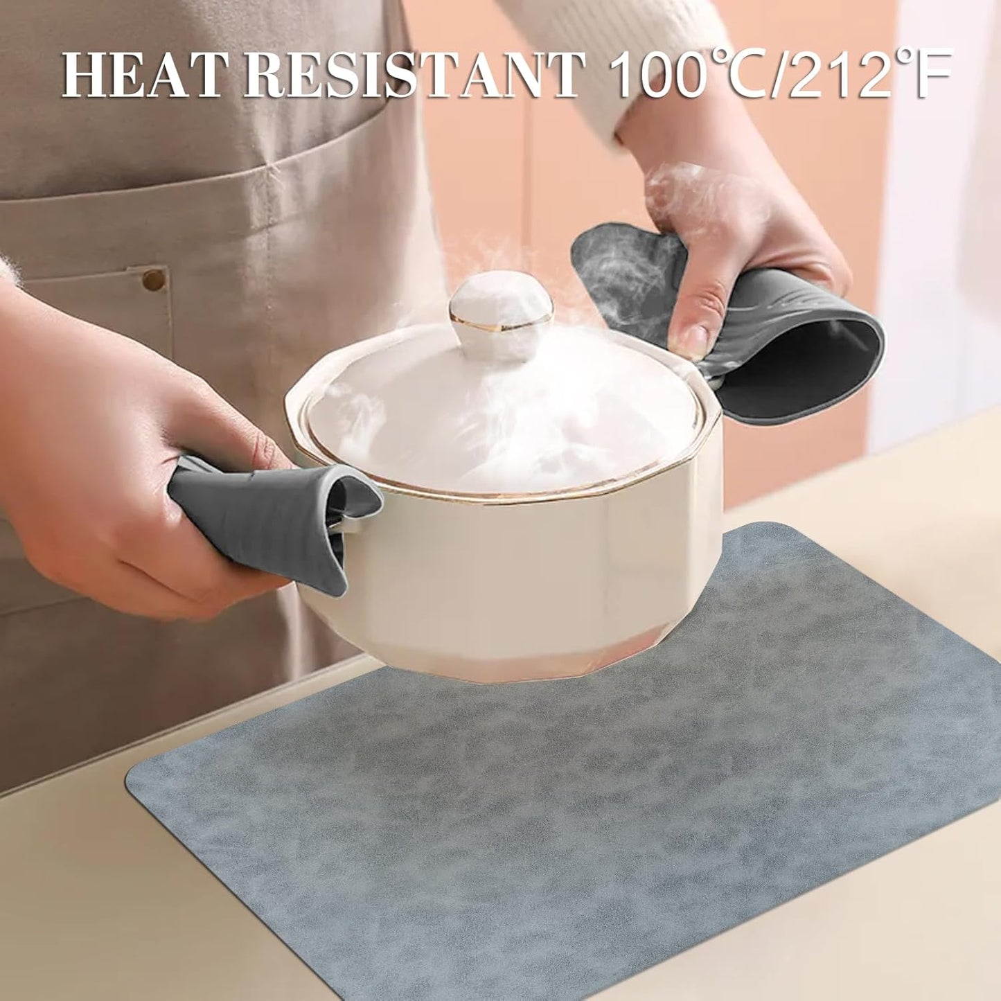 BLESWIN Faux Leather Placemats, PU Dining Table, Waterproof and Oil Resistant Easy to Clean, Heat Resistant Reversible Use Table Mats for Kitchen, Dining Table, Outdoor – 12 × 17 Inch, Grey&Dark Grey