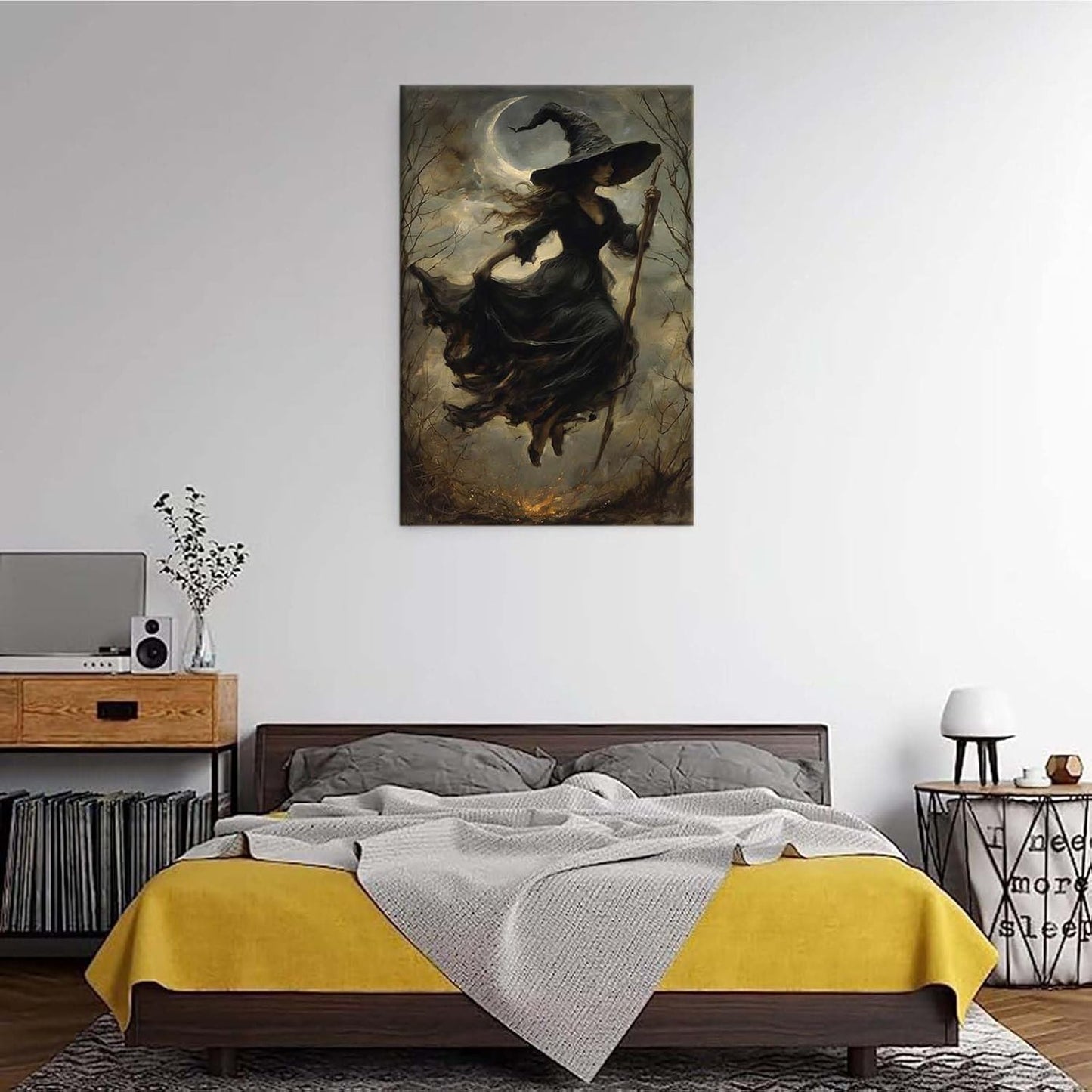 JFHCQJPK Witch in the Forest Halloween Print Wall Art Poster Witch Decor Vintage Print Dark College Wall Art Victorian Gothic Room Decor Canvas Wall Print32x48in Frameless