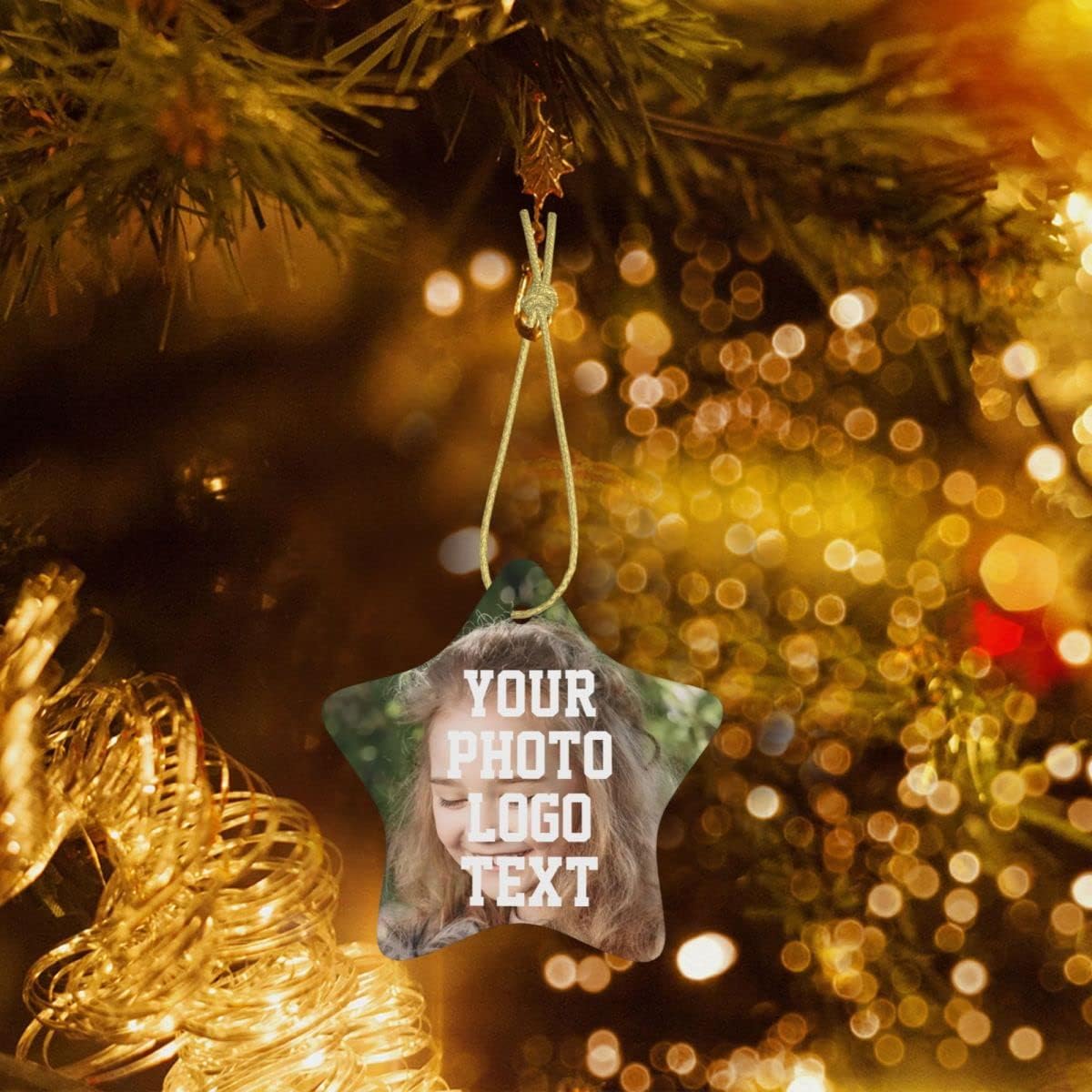 Custom Unique Photo Christmas Ornaments Personalized Family Xmas Tree Ornament with Your Picture and Text 2022 Pentagram Ornament, Decoration Gift (Pentagram)