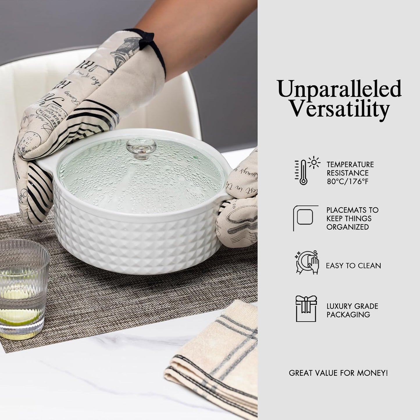 Placemats Set of 6 - Easy Clean Woven Vinyl Placemats for Dining Table, Indoor/Outdoor Place Mats, Washable PVC Table Mats（Cappuccino）