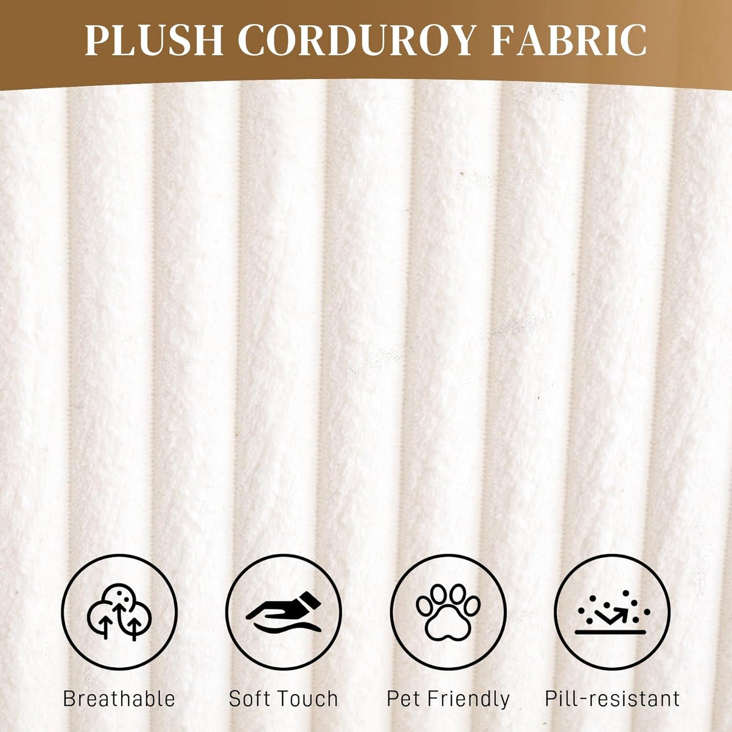 HYJT-H&K Modular Sectional Sofa Cloud Sectional Couch, 107" Comfy Fluffy L Shaped White Couches for Living Room, Deep Seat Memory Foam Plush Corduroy Boneless Couch Sectionals Left Facing Chaise Sofa