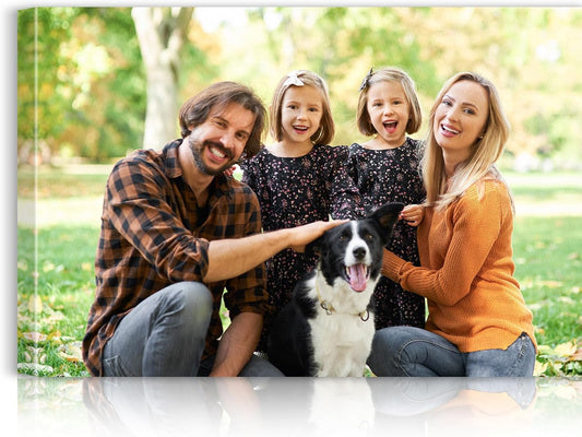 Custom Canvas Prints with Your Photos - Personalized Pictures Print, Customized Photo Gifts, Wall Art Poster Canvas Printing for Wedding, Family, Baby, Pets, Home Office Decor, Wrapped Frame 24x16