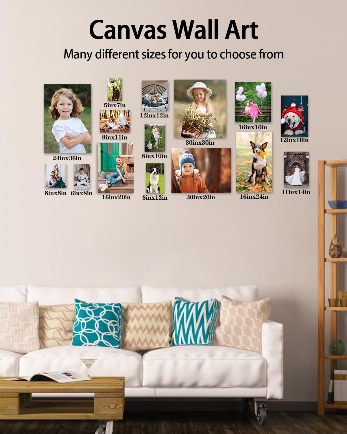 AbcCustomize Custom Canvas Wall Art with Your Photos, Perfect for Living Room, Bedroom, Farmhouse Decor, Personalized Gifts