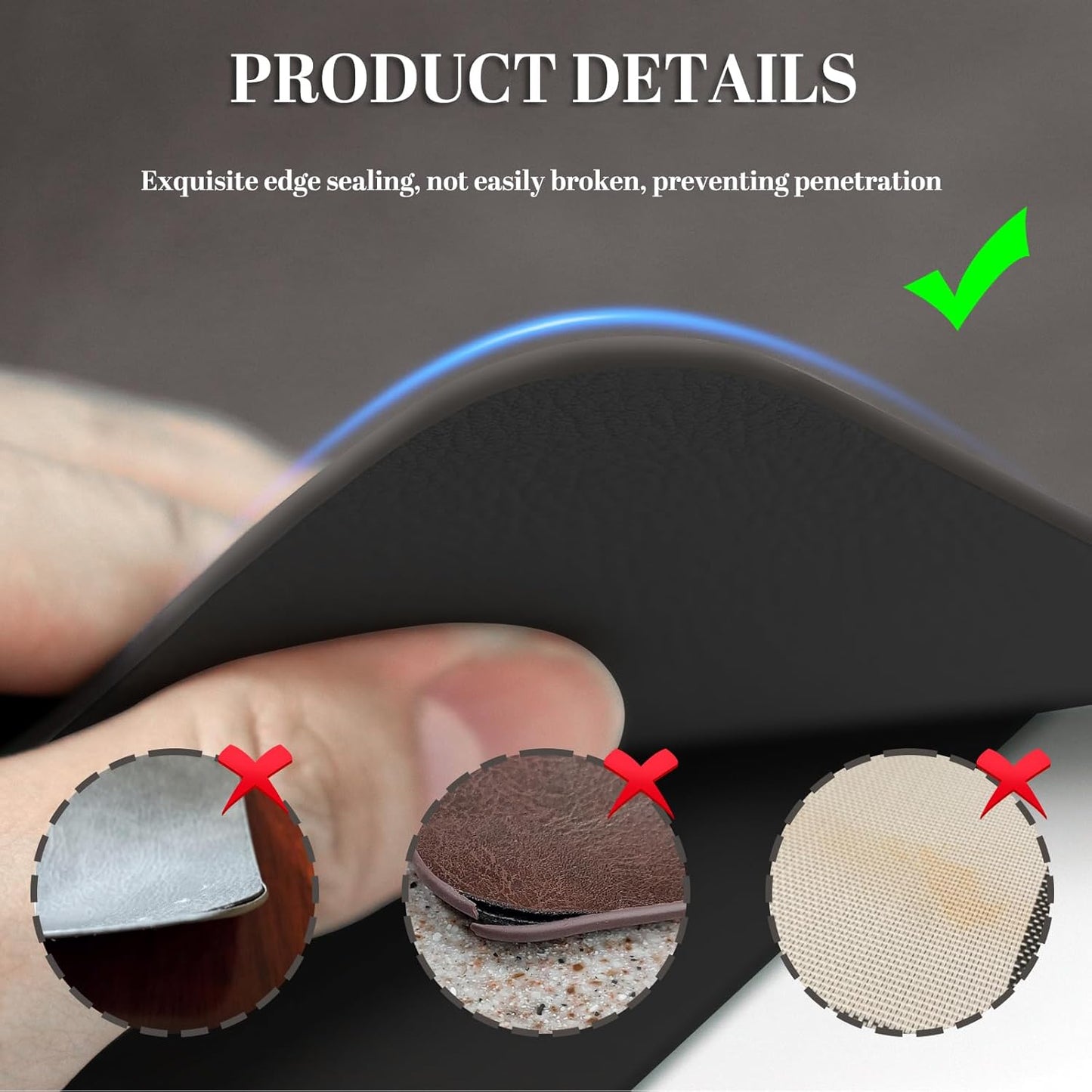 BLESWIN Faux Leather Placemats, PU Dining Table, Waterproof and Oil Resistant Easy to Clean, Heat Resistant Reversible Use Table Mats for Kitchen, Dining Table, Outdoor – 12 × 17 Inch, Coffee&Black