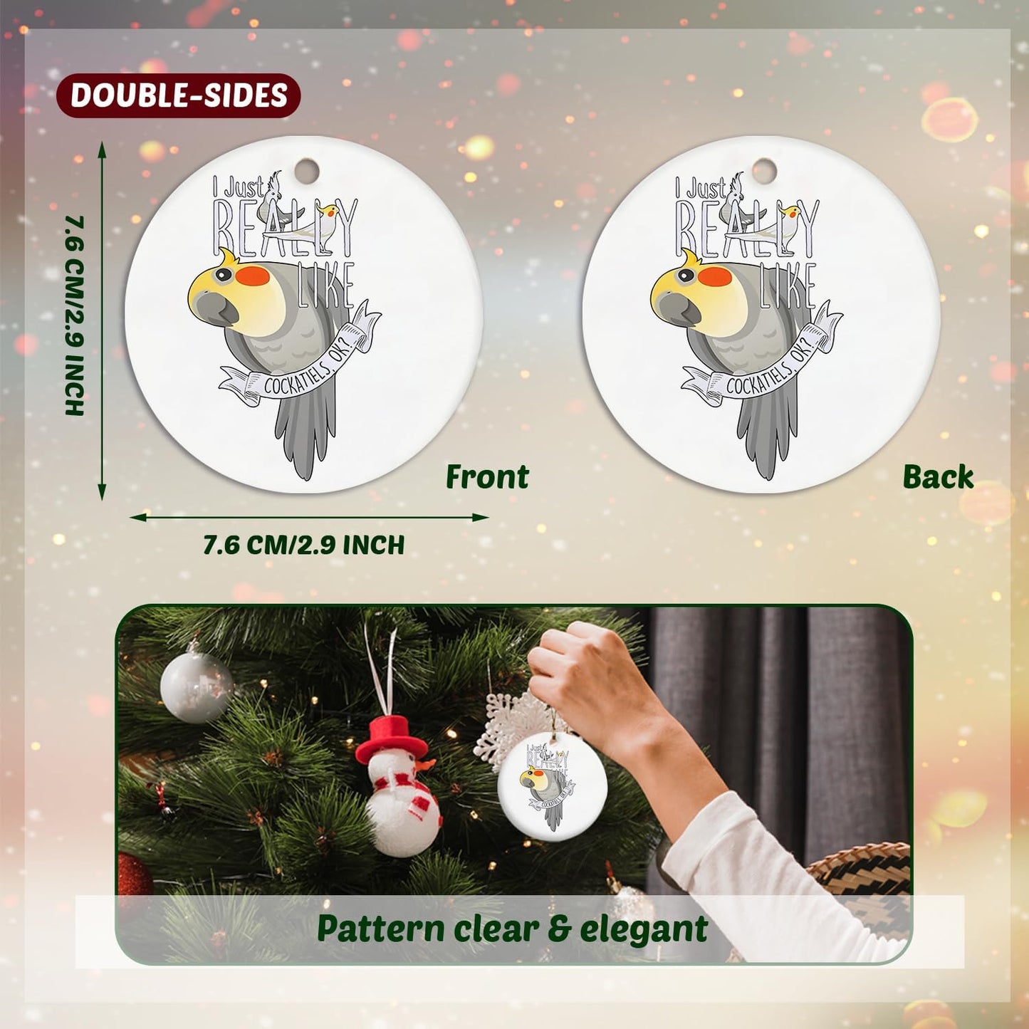 Cockatiel Ornament, I Just Really Like Cockatiels Ok Funny Ceramic Ornaments, Cockatiel Decorative Hanging Ornament Cockatiel Gifts