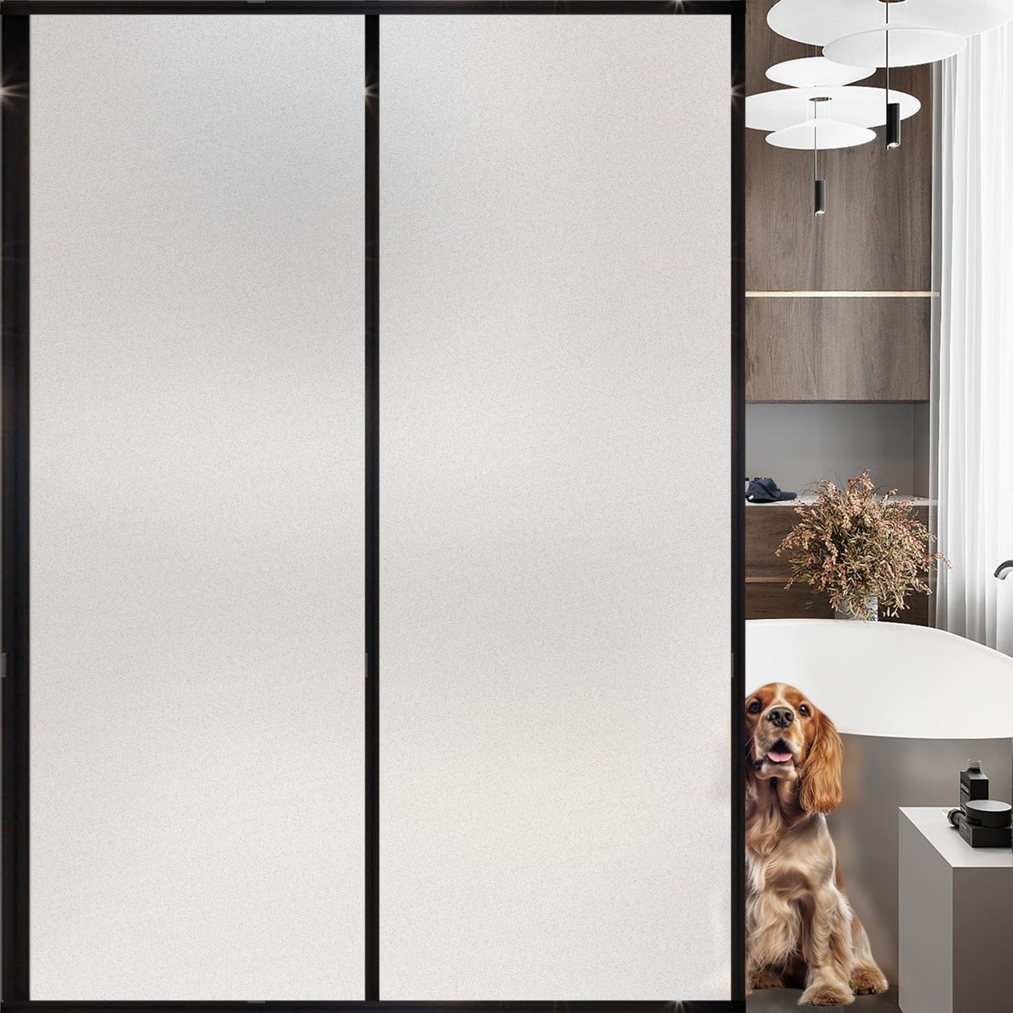 Window Privacy Film with Installation Tools, Static Cling, Anti UV, Heat Control, Ideal for Home Shower Office Glass Door (White Frosted, 17.5X118.1Inch)