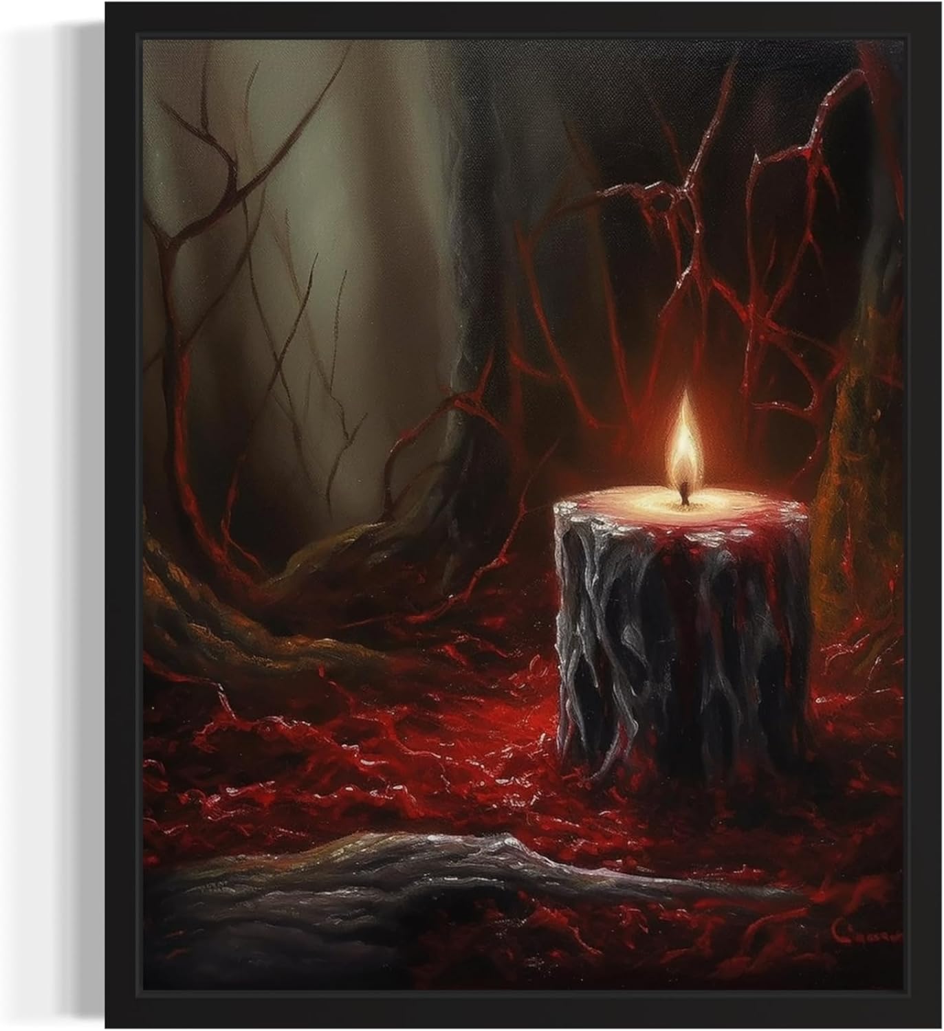 Gothic Candle Poster Art Print, Halloween Scary Vintage Wall Art Academia Spooky Painting Decoration for Horror Prints, Posters Bedroom Decor 89 (Gothic Candle, 16 x 20 inches, Unframed)