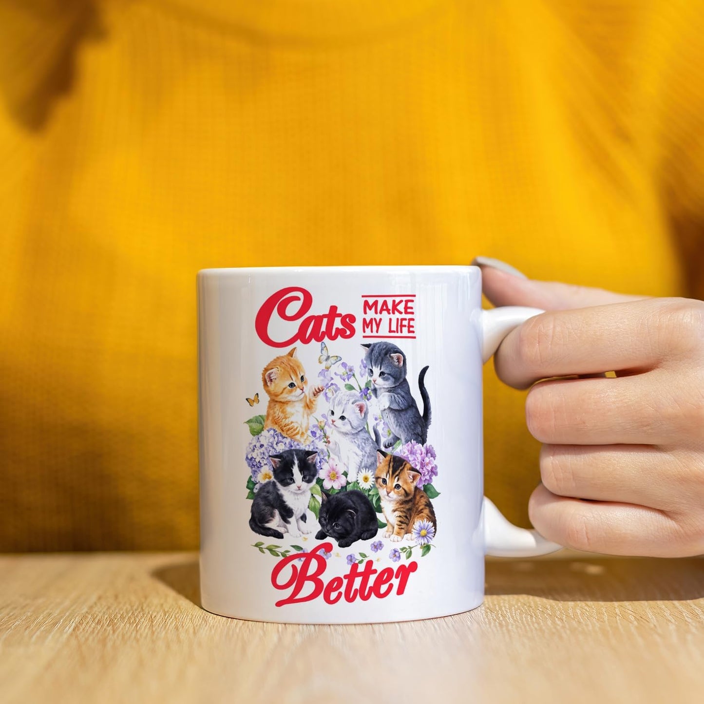 JINYO Cat Coffee Mugs, Cat Coffee Mugs For Cat Lovers,Cat Mom Cup,Cat Mom Mug,Cat Mugs For Cat Lovers Women, Cat Gifts for Cat Lovers Women Girls, Cat Lover Coffee Mug, Cat Lover Gift, Cat Cups, 11oz