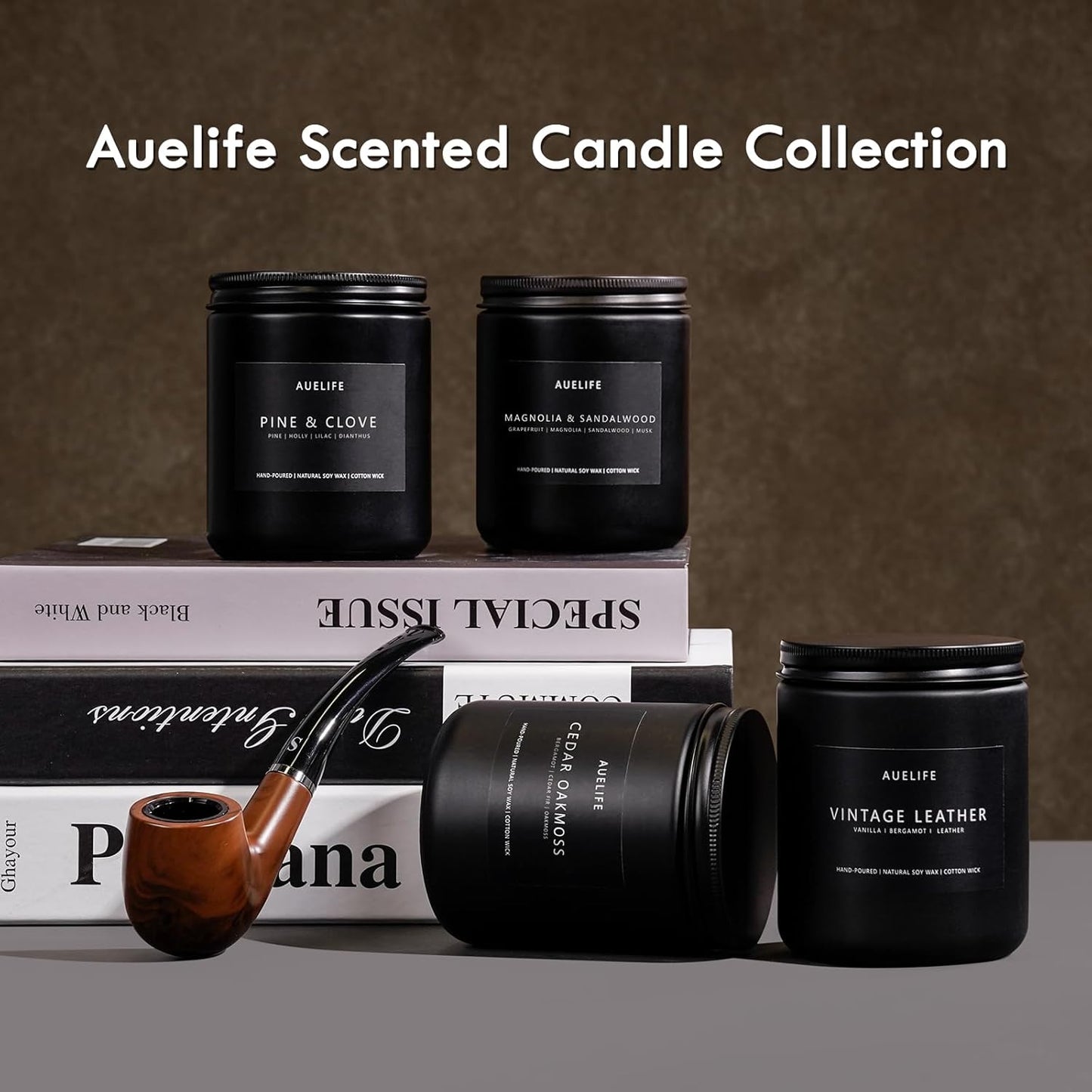 Whiskey Tobacco Candle | Masculine Candles for Men, Soy Candles for Home Scented, Manly Gifts Tobacco Candle for Home - Gifts for Men, 7oz Black Jar