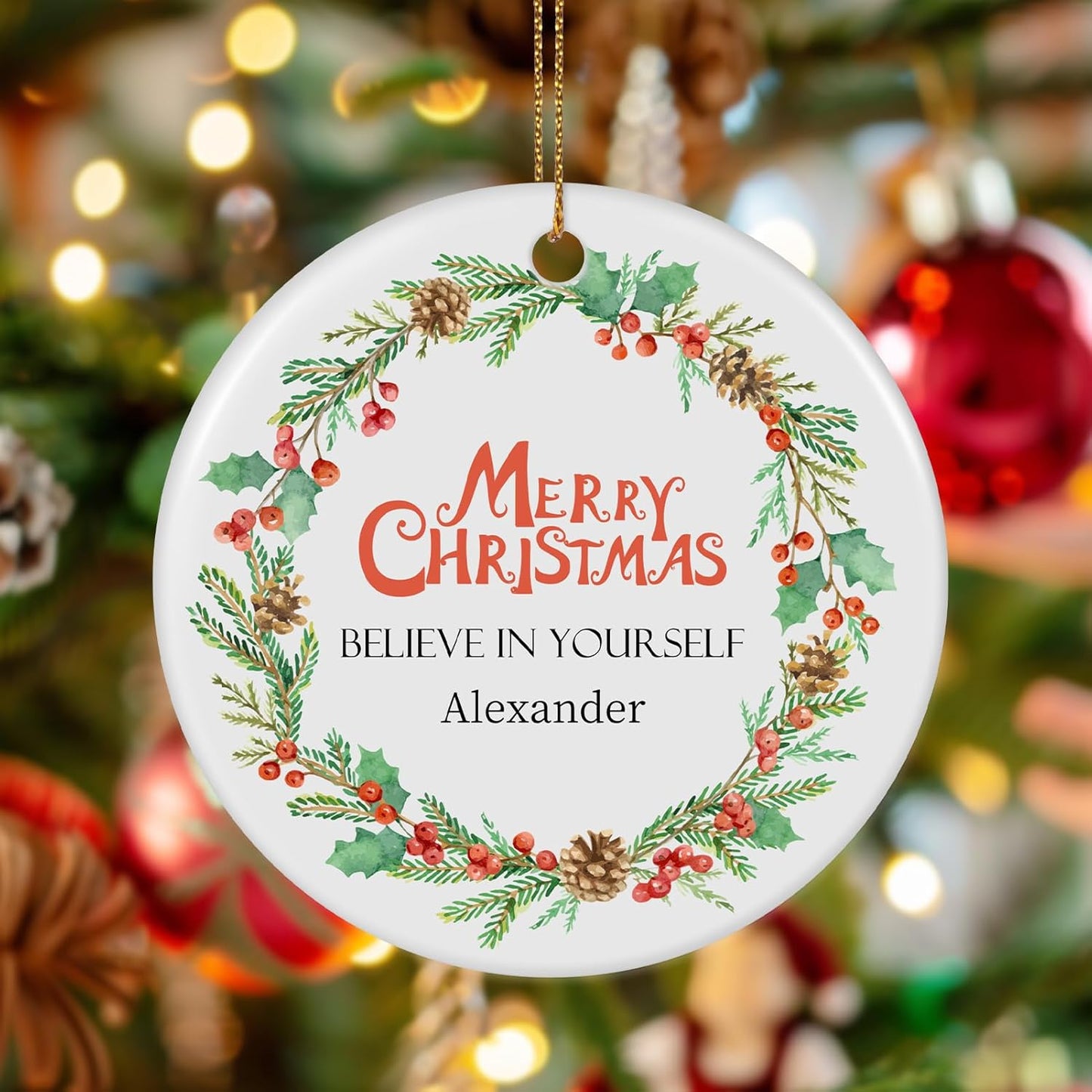 Personalized Christmas Ornaments 2025 Ceramic Custom Photo Picture Text Christmas Ornament Personalized Ornament Christmas Xmas Tree Decorations for Kids Couples Family Friends