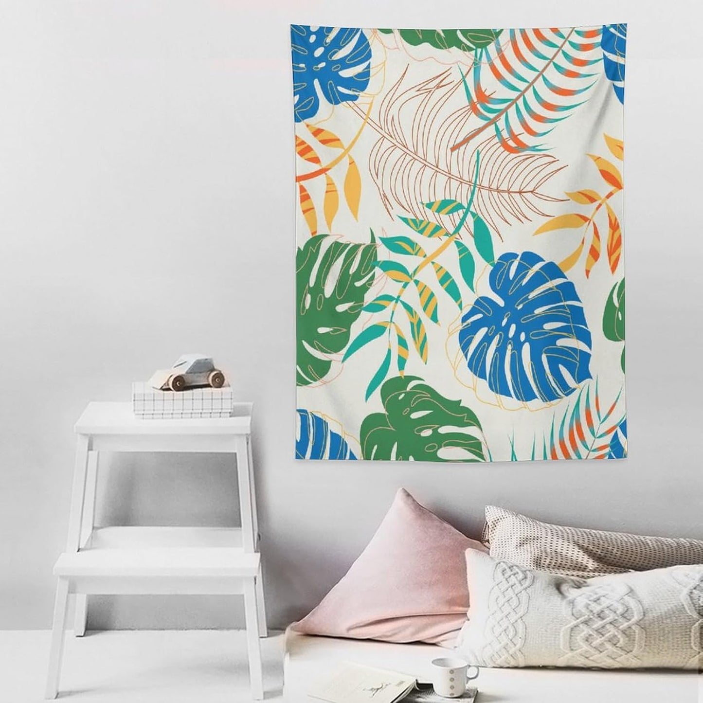 ICMOLYYENLO Tropical Green Plant Tapestry, Green Palm Leaves Natural Landscape Print Wall Tapestry for Bedroom Living Room Dormitory 30x40 Inch