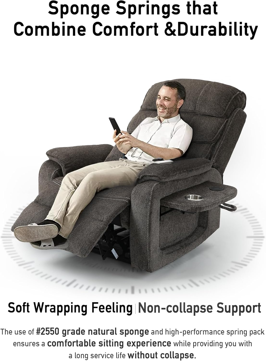 Large Power Lift Chairs Recliners for Elderly with Heated and Massage, Upgraded Dual Motor Lay Flat Recliners, 25in Extra Wide Seat, Folding Tablet, Side Pocket