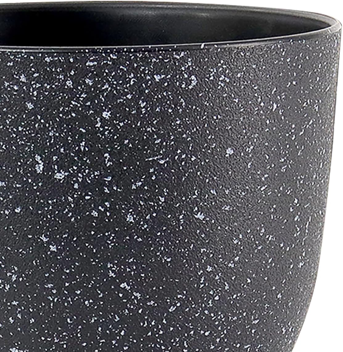 Large Flower Pots 12/10/9 inch, Set of 3 Modern Decorative Plastic Planters with Drainage Holes and Saucers for Garden House Plants, Plant Pots for Indoor Outdoor Plants, Speckled White