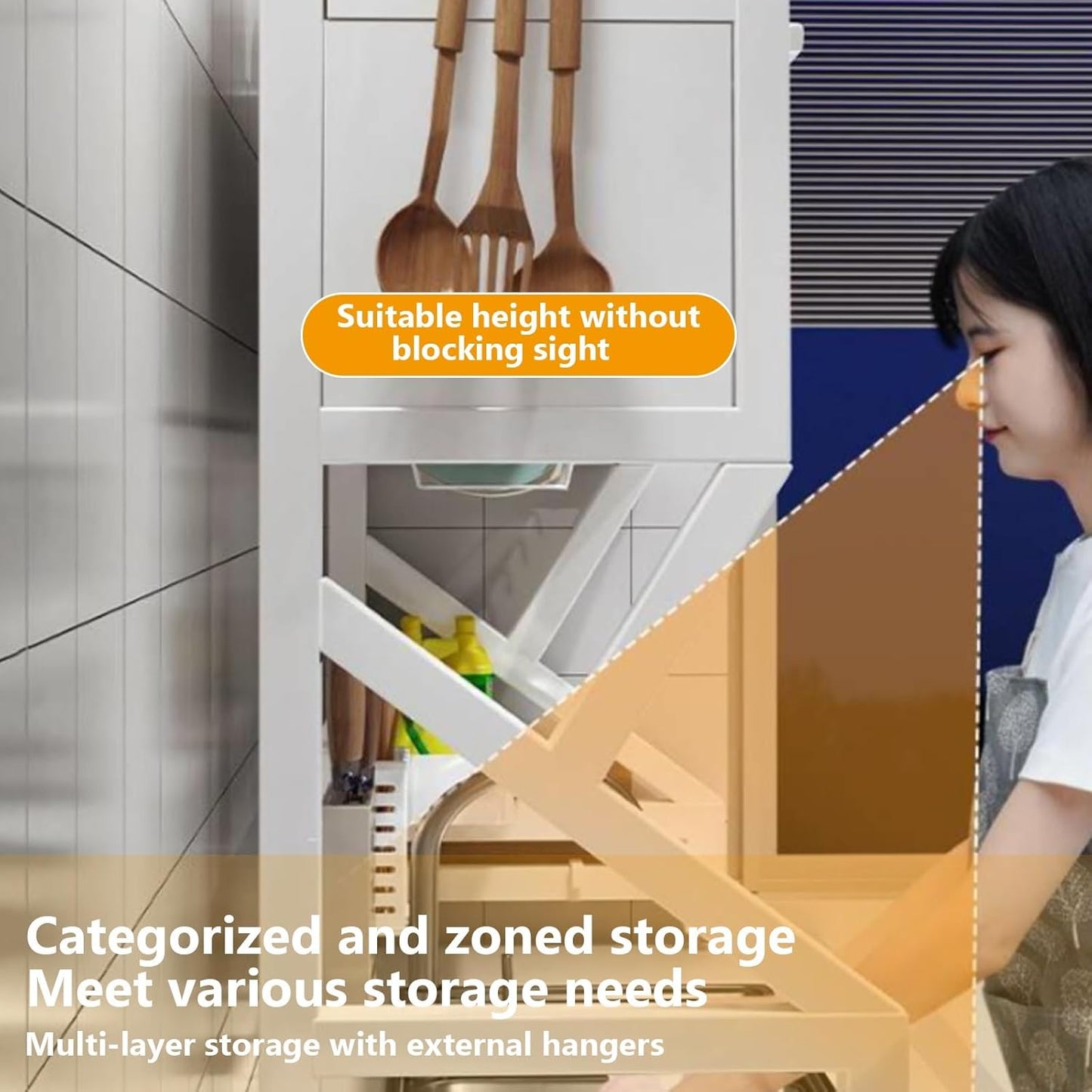 Kitchen sink rack dishwashing sink countertop dustproof cupboard storage multifunctional tableware storage drain rack double layer,KeepKitchen Sink Shlef Organized Space-Saving(Black,75cm/29.5in)