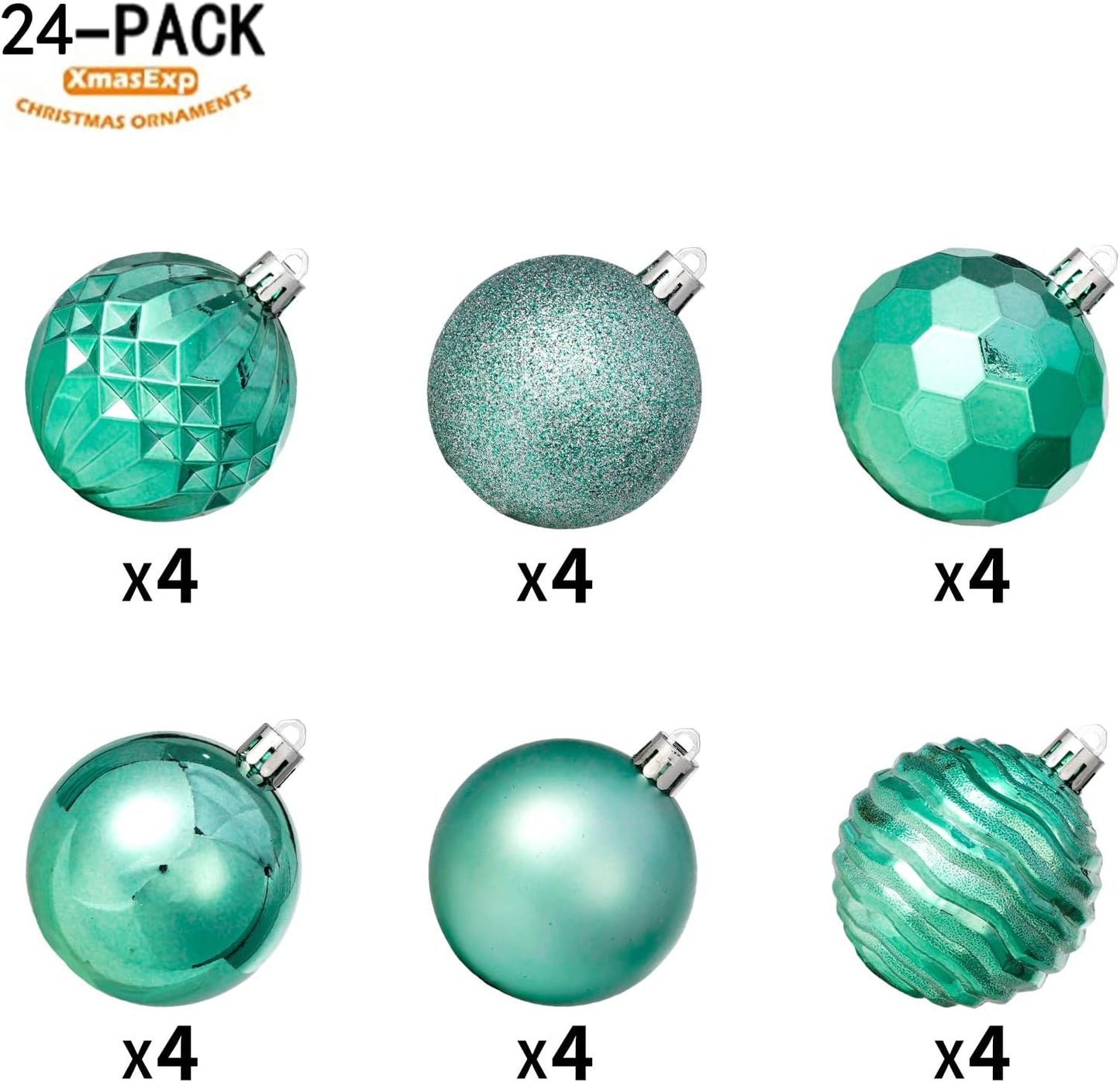 Christmas Ball (2.36", Mint Green) 24ct Christmas Ball Ornaments Shatterproof Xmas Tree Hanging Balls Decorations Perfect for Holiday Wedding Christmas Decor