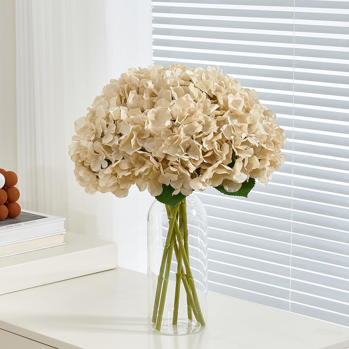 8pcs Fake Flowers Silk Hydrangea Artificial Flowers Bouquets Faux Hydrangea Stems for Home Table Centerpieces Wedding Party Decoration