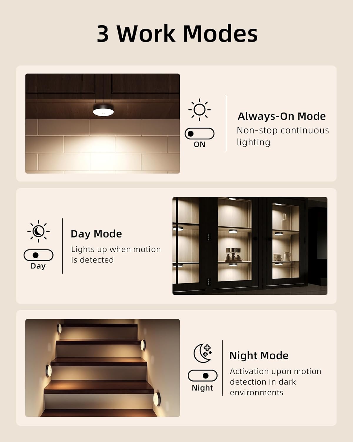 EZVALO Under Cabinet Lighting with Charging Station,1000mAh Rechargeable Puck Lights with Remote, 3 Color Temps & 12 RGB Closet Lights, Dimmable Motion Sensor Lights for Shelf, Kitchen (3 Packs)