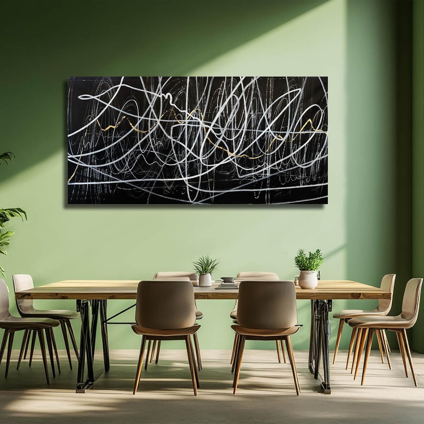 CHUDANHAO Black And White Wall Art Large Wall Decor Abstract Pictures Office Artwork Minimalist Wall Decorations Graffiti Art for Walls 29"x58"