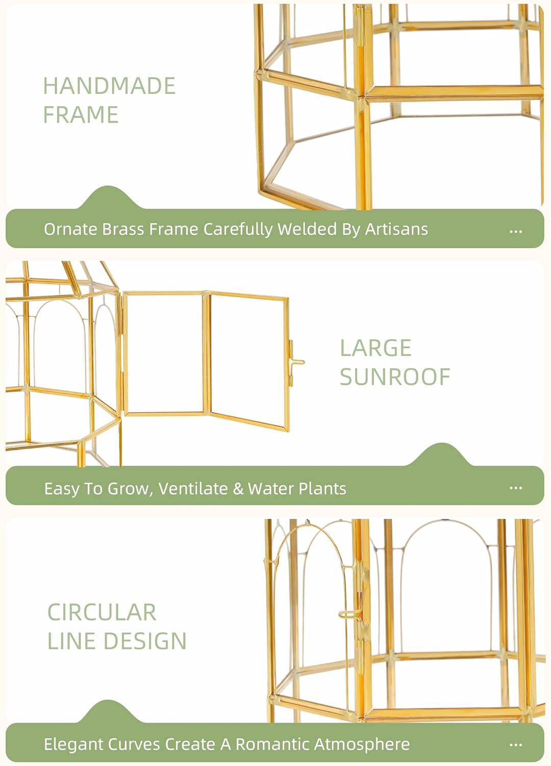 Large Glass Terrarium Handmade, Centerpiece Display Box Gift Planter Containers Indoor Terrariums House for Succulent Cacti Air Plants Miniature Fairy Garden