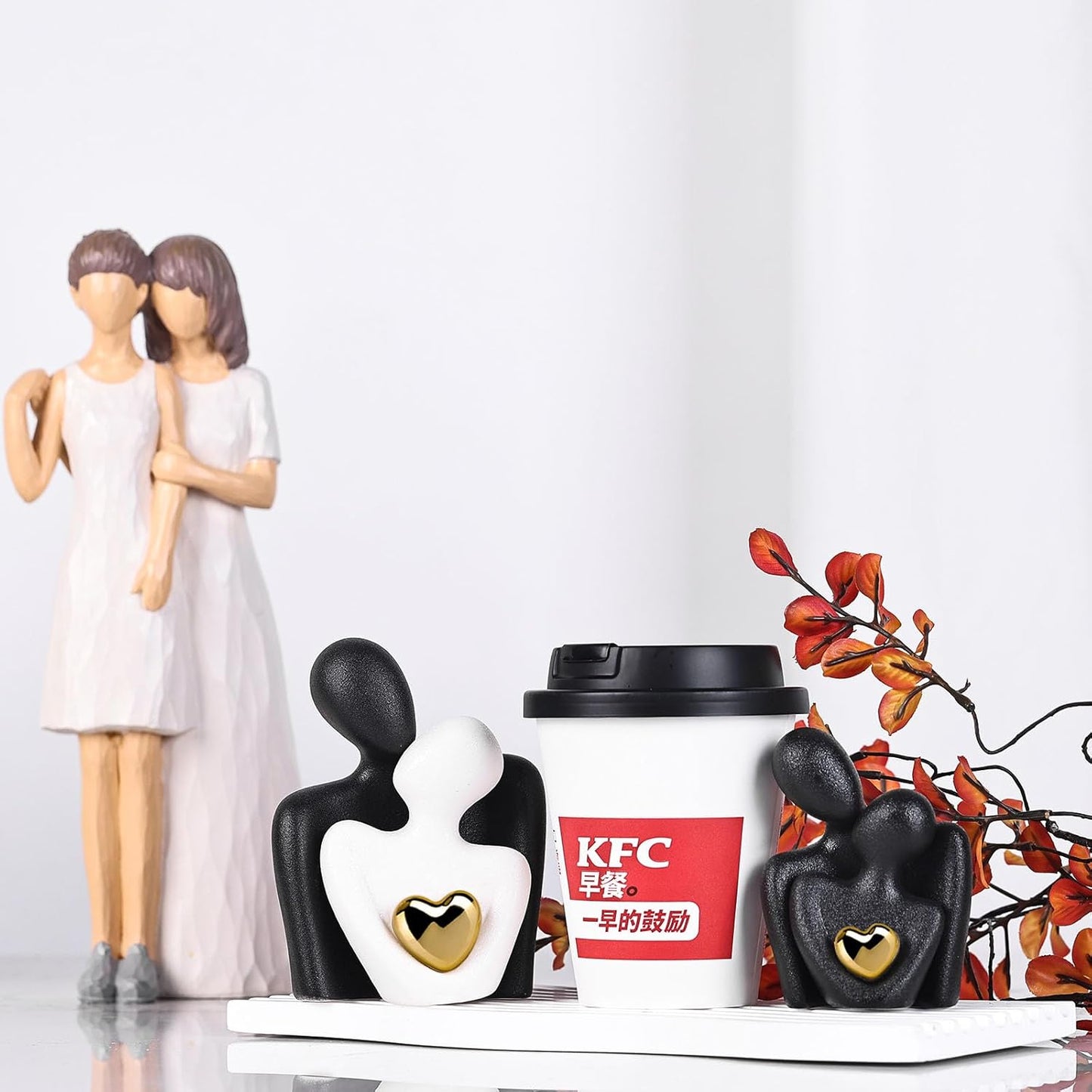 XMGZQ Mini Couple Statue Tv Stand Decor Items for Living Room Home Decor,Bedroom Decor for Couples Sculpture for Anniversary Wedding,Love Gifts for Couples 2025,Knick Knacks for Shelves