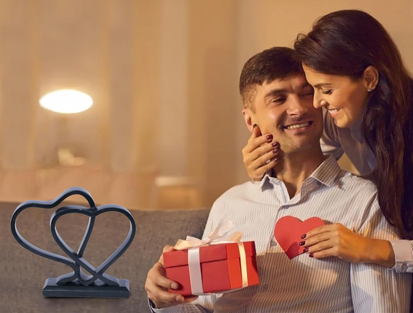 Heart Sculpture for Living Room Decor Heart Decoration Gift for Her and Him Love Wedding Anniversary Couples Gift Modern Heart Statue for Home Coffee Table Dining Table Centerpiece Birthday Gift