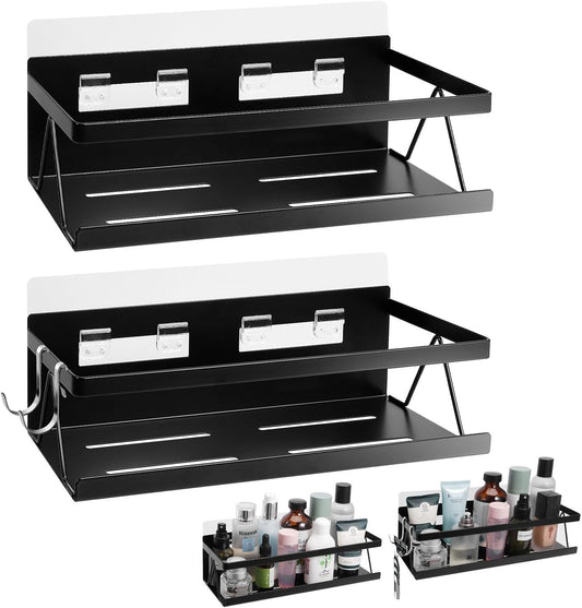 Spice Rack for Rrefrigerator Kitchen Home Organization and Storage Adhesive Rack (2 Pack,Black)