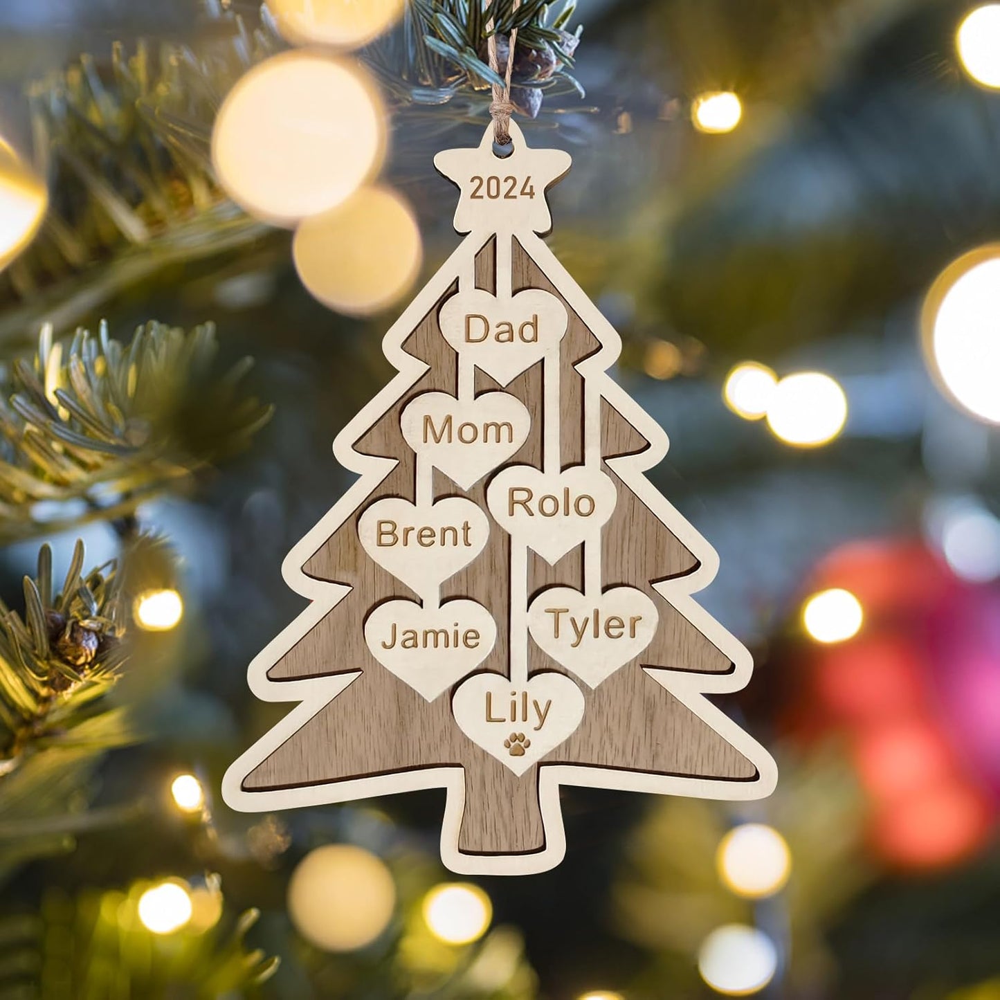 Personalized Christmas Ornaments 2025 with Family Names 1-7 Names Custom Ornaments for Christmas Tree Personalized Ornament Gifts