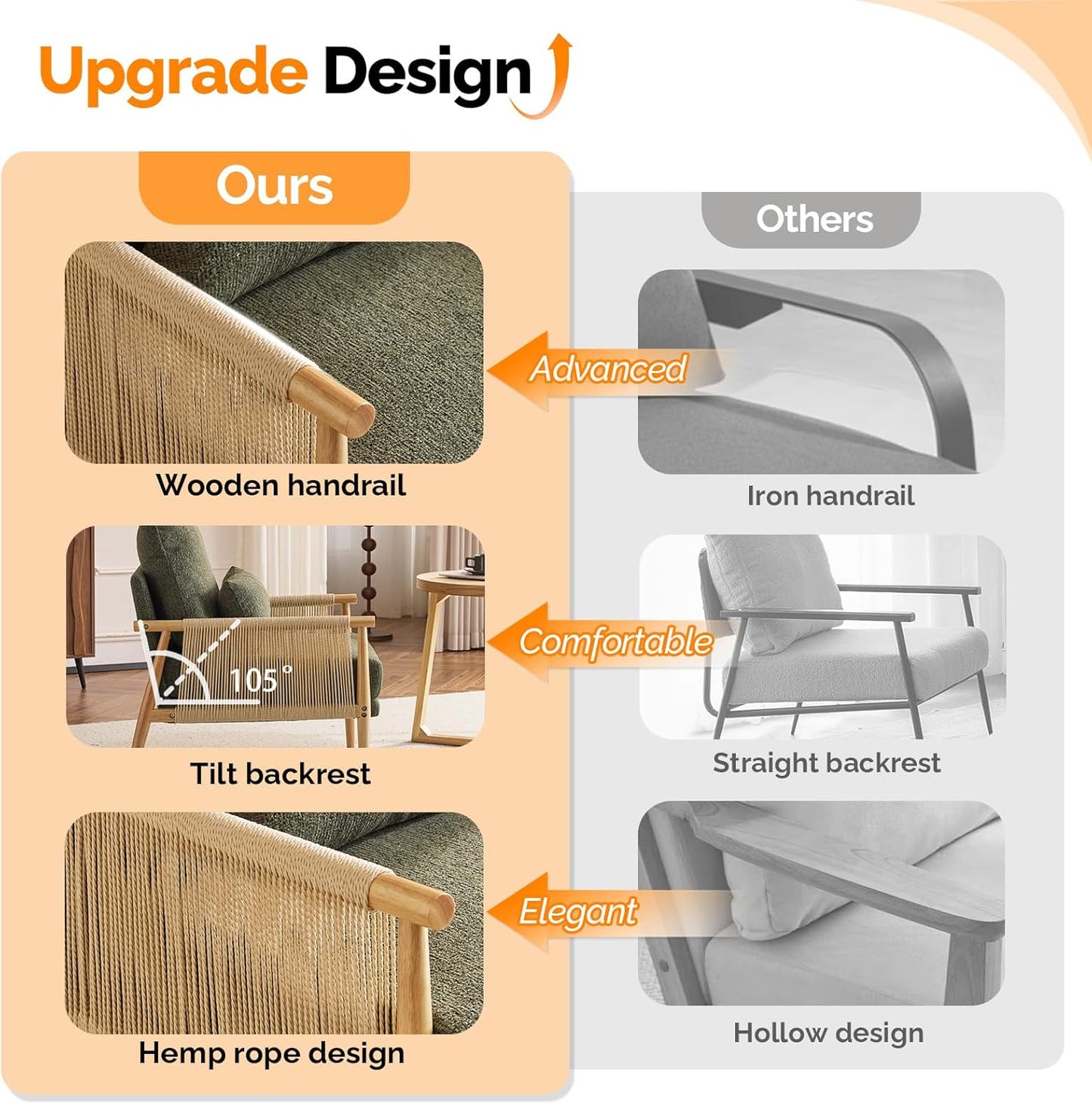 VINGLI Boho Braid Accent Armchairs Set of 2,Mid-Century Modern Chiars with Solid Wooden Armrest,Comfy Louge Cushion Chairs with Waist Pillow for Bedroom,Living Room,Reading Room, Dark Green