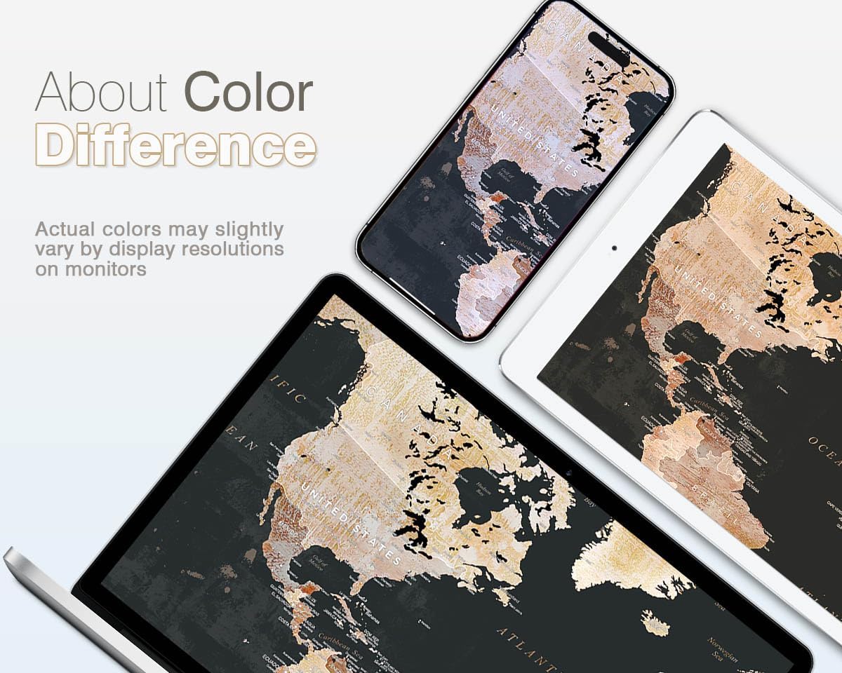 Office Wall Art for Living Room Bedroom Wall Decor Framed World Maps Black White Brown Pictures for Wall Decorations Vintage Decor