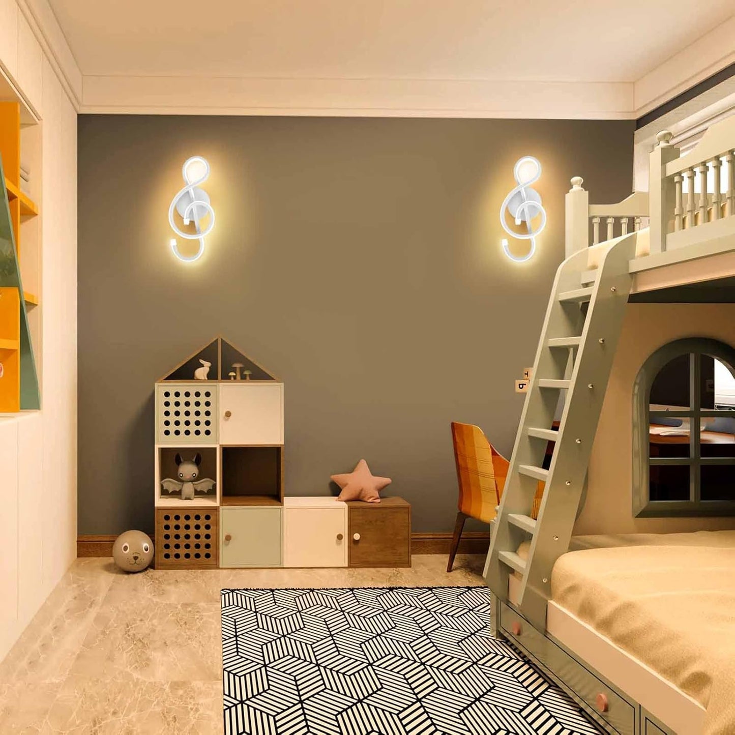 XEYOU 22W Modern Wall Sconce Lighting Indoor LED Creative Wall Light Fixture Music Symbol Art Decoration Wall Lamp for Living Room Bedroom Stair Corridor, White 3000K