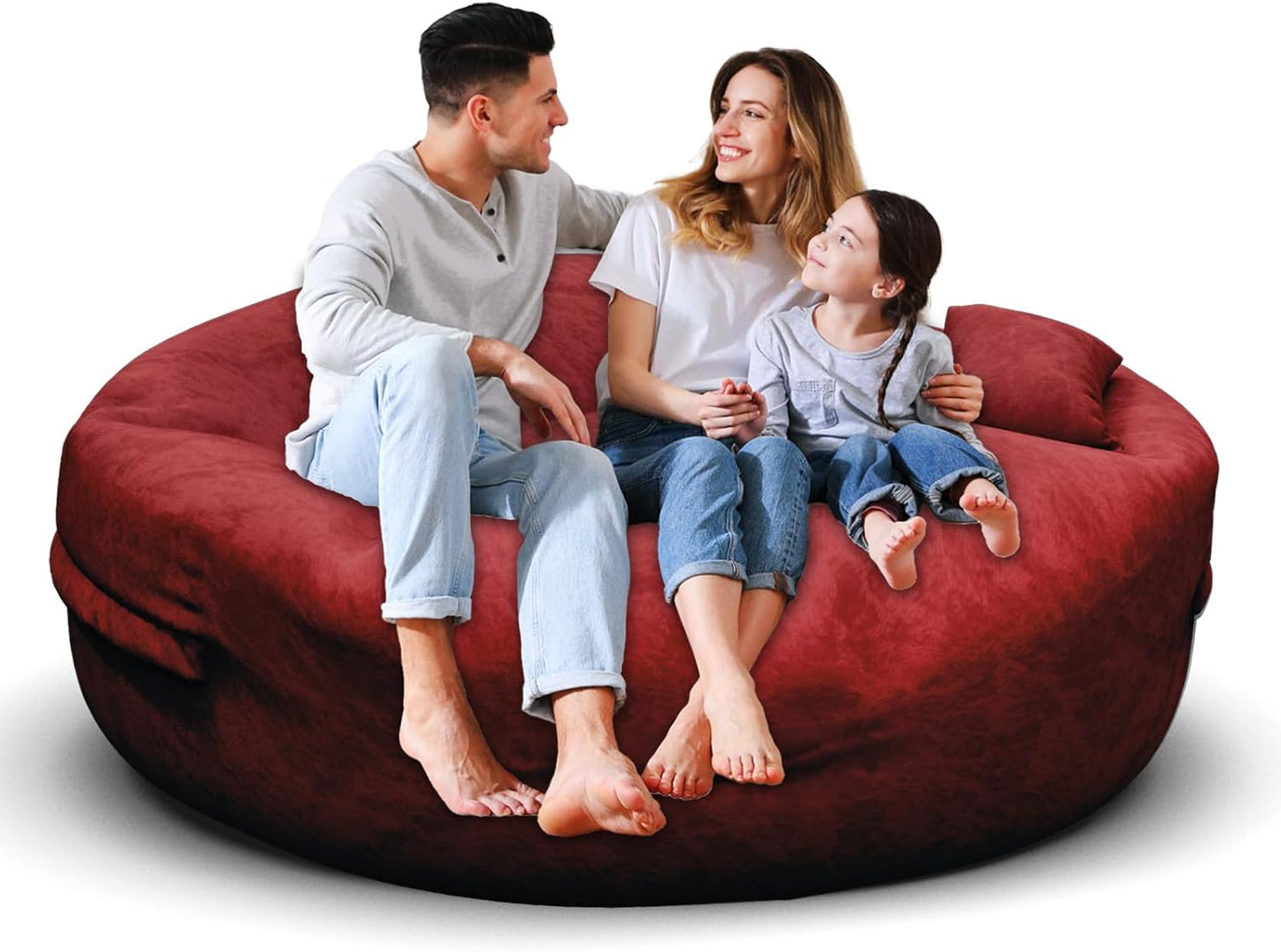 Bean Bag Chair for Adults 5FT,Soft Removable Cover for Teens/Girls Bedroom,Fluffy Giant Round Floor Beanbag Lounger Chairs (No Filler,Claret)