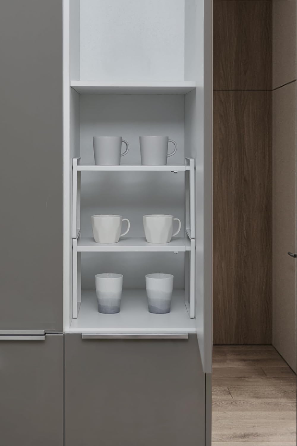 Nxconsu Expandable Cabinet Shelf Organizer Riser for Kitchen Pantry Cupboard Under Sink Countertop Home Storage Organization Rack Space Saver Freestanding Heavy Duty Nonslip Stackable White X Large